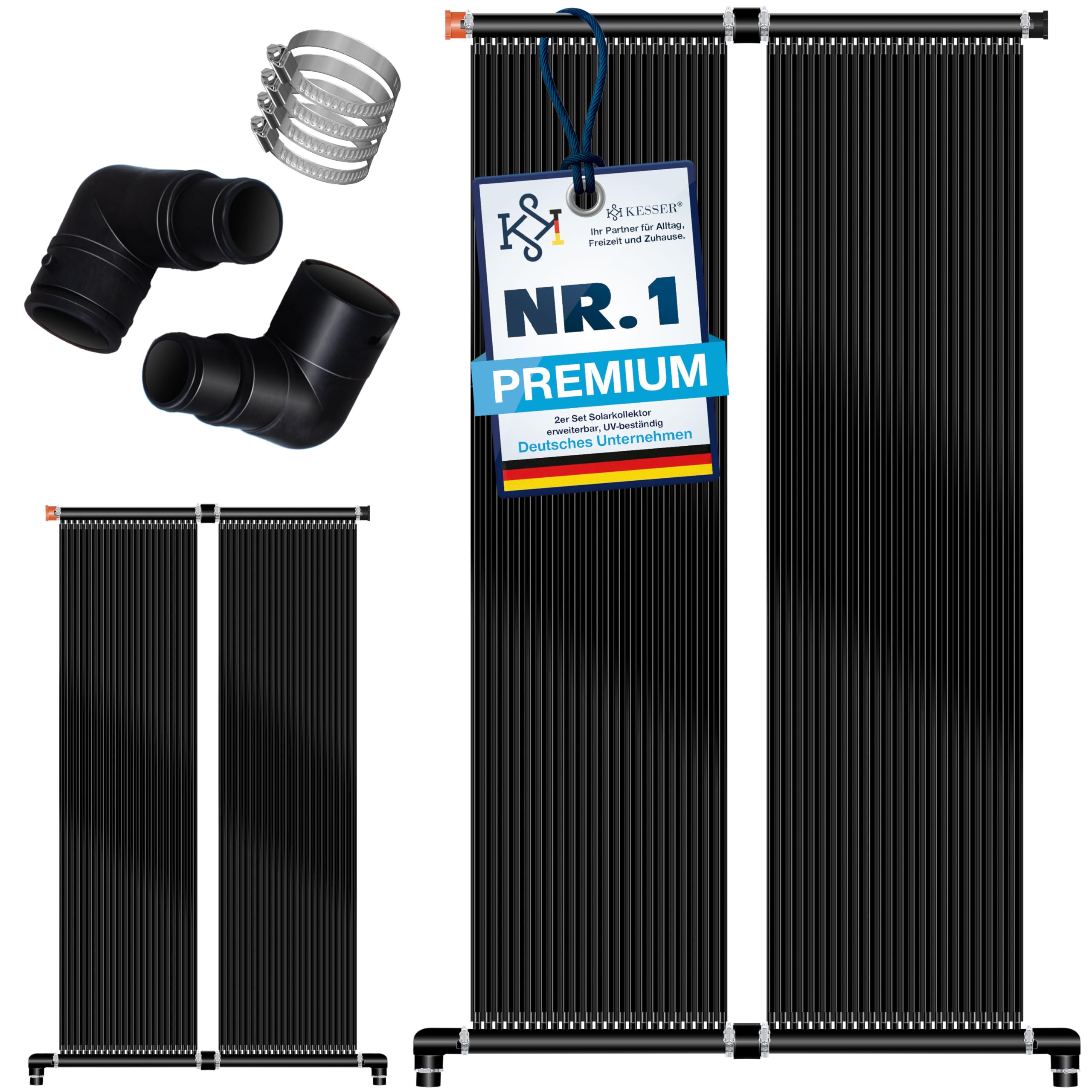 KESSER® Solarkollektor Poolheizung 500x140 cm, Pool Zubehör, Wärmepumpe Pool, Solar Poolheizer für Pools bis 40.000L, Pool Solarheizung erweiterbar, UV-beständiger Kunststoff, Schwimmbad Solarheizung