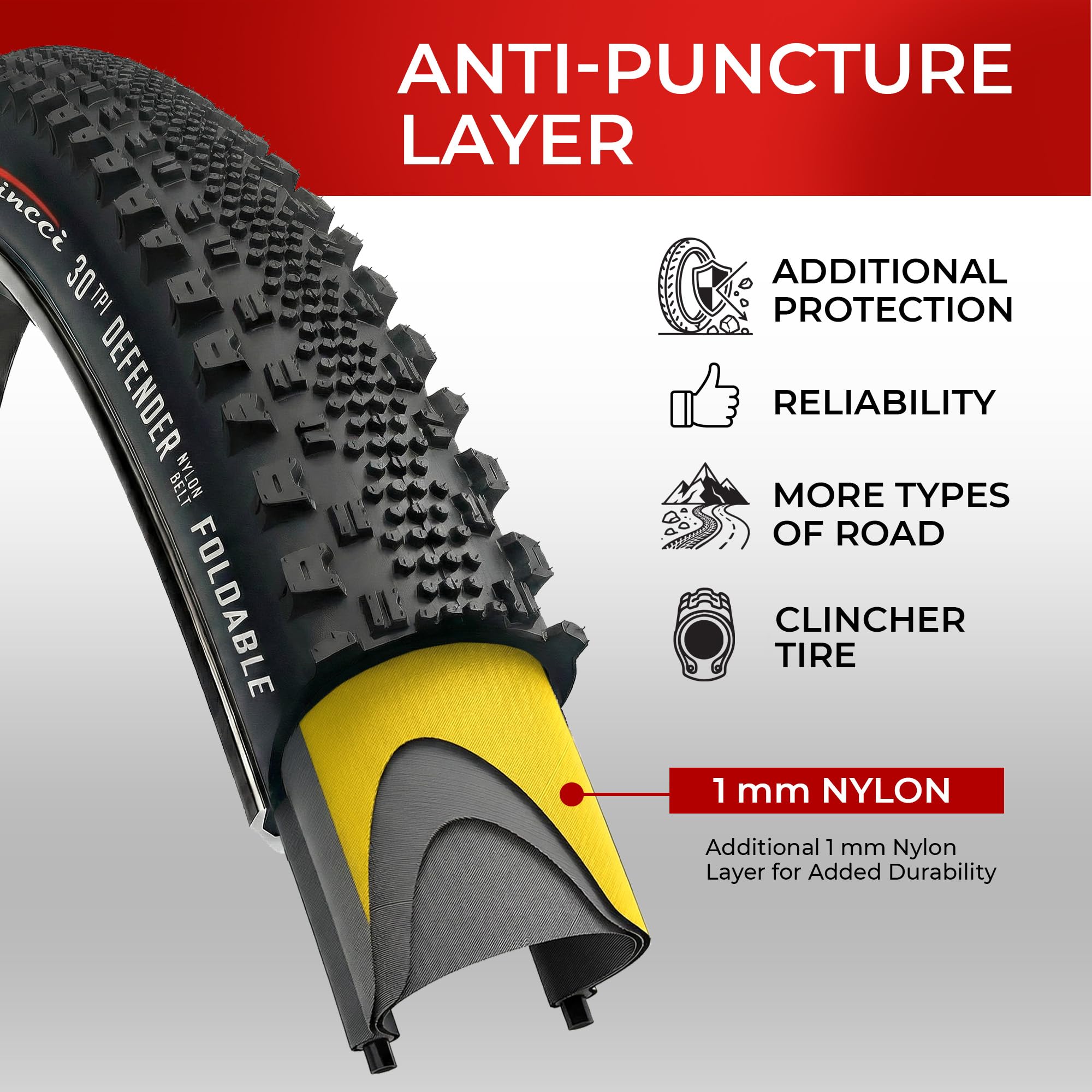 Fincci Paire de Pneus Gravel 700x38c (40-622) ETRTO - Ultra Léger 450g - 2 Chambres à Air Valve Schrader Incluses - Protection Anti-Crevaison Nylon - Idéal pour Vélo Route, Hybride et VAE Electrique