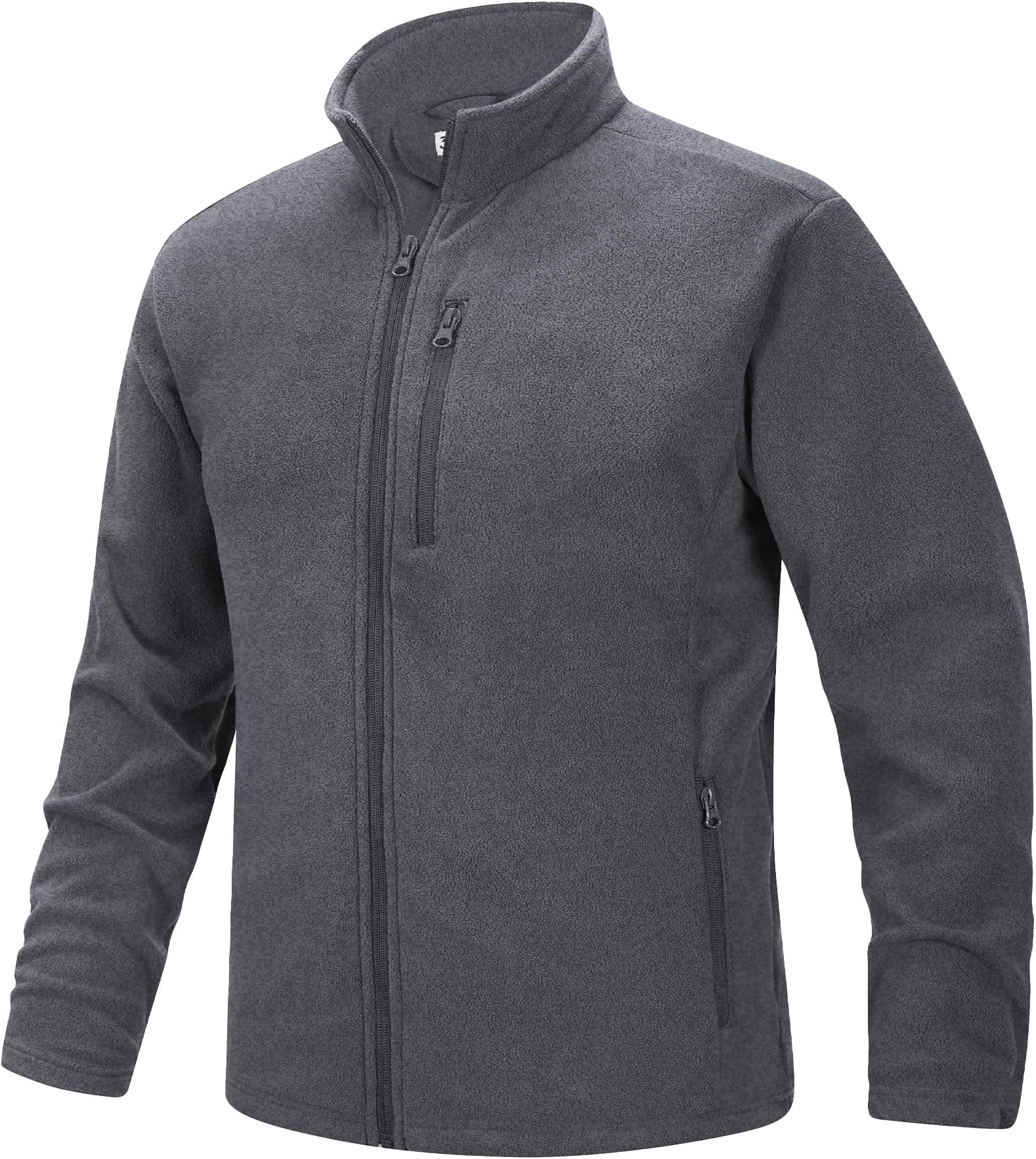 Men's Full Zip Fleece Jacket Lightweight Warm Soft Polar Long Sleeve Jackets with Pockets for Winter Hiking Casual