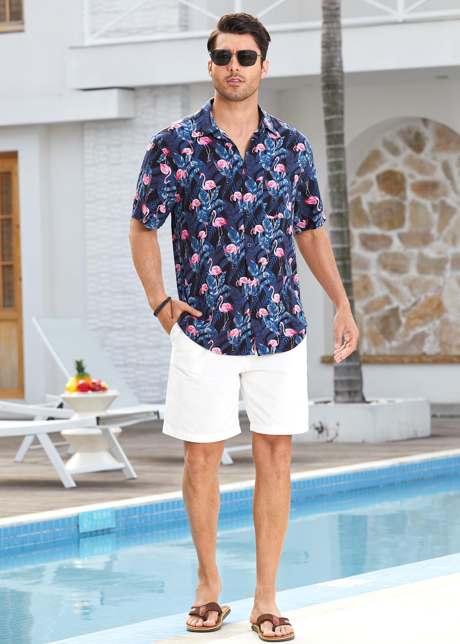 Enlision Camisa Hawaiana Hombre Manga Corta Camisas Flores Funky Estampadas Verano Casual Playa con Bolsillo S-4XL
