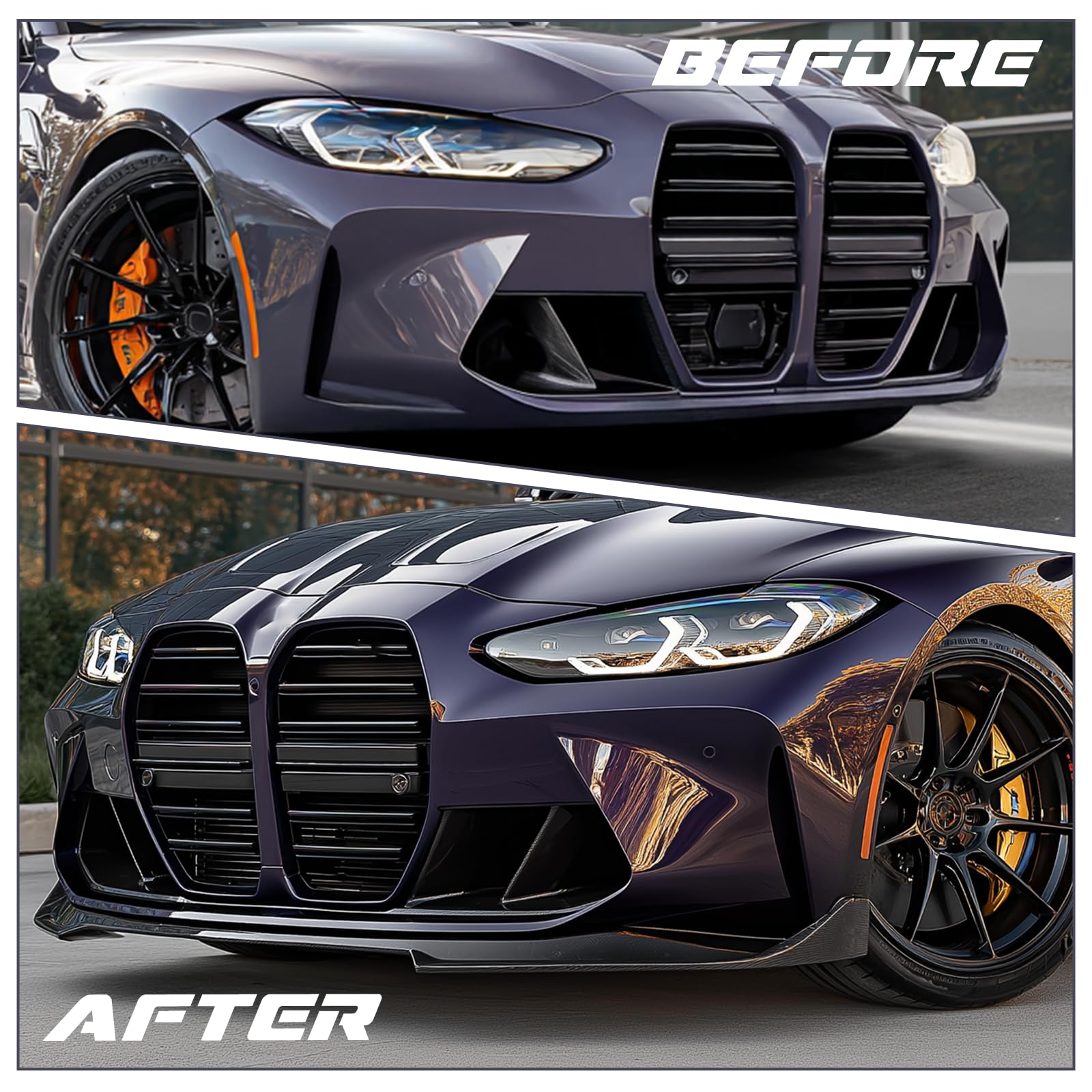 ZXMOTO Front Bumper Lip Spoiler Splitter Body Kit ABS Fit for BMW G80 M3 G82 G83 M4 2021 — view 3