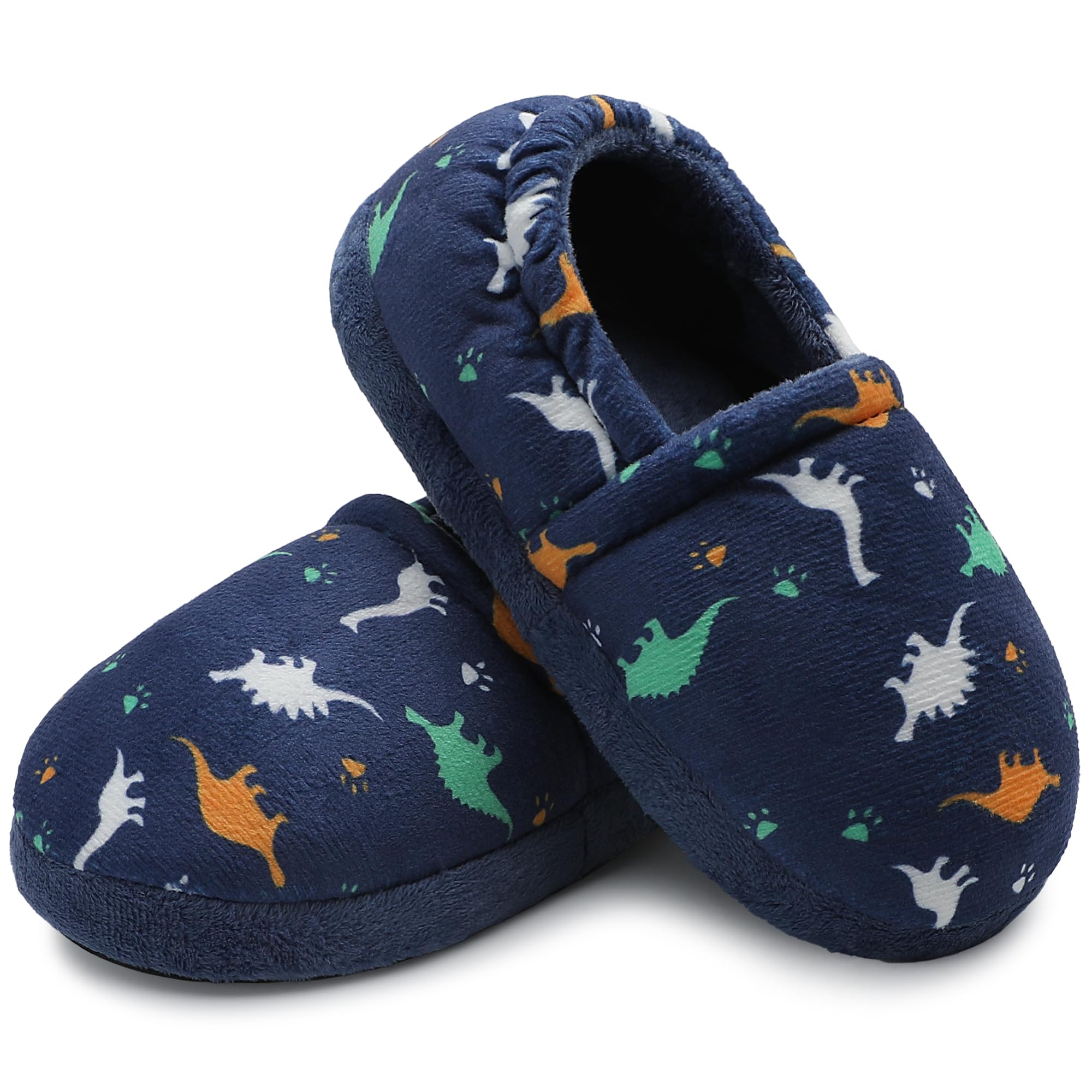 BerhoodSlippers for Boys Little Big Kid House Shoes Warm Cotton Memory Foam Toddler Boys Slippers with Indoor Outdoor Rubber Sole