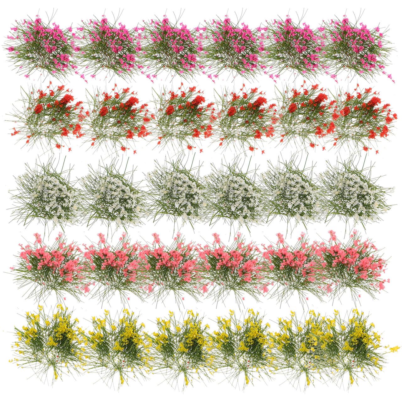 Yardwe 5pcs Flower Cluster Flower Vegetation Groups Grass Tufts Static Scenery Model DIY Miniature for Train Landscape Railroad Scenery Sand Military Layout Model