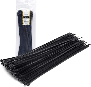 Glengor 100 Pack of Black Cable Ties | 300mm x 4.8mm | Premium Quality, Durable Strong Nylon Zip Ties | Perfect for DIY, Industrial, Workshop, Garages, Electricians, Trade, Events, Theatre