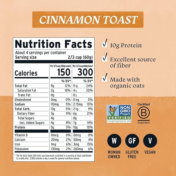 Purely Elizabeth, Protein Granola, Cinnamon Toast, 8oz Bag