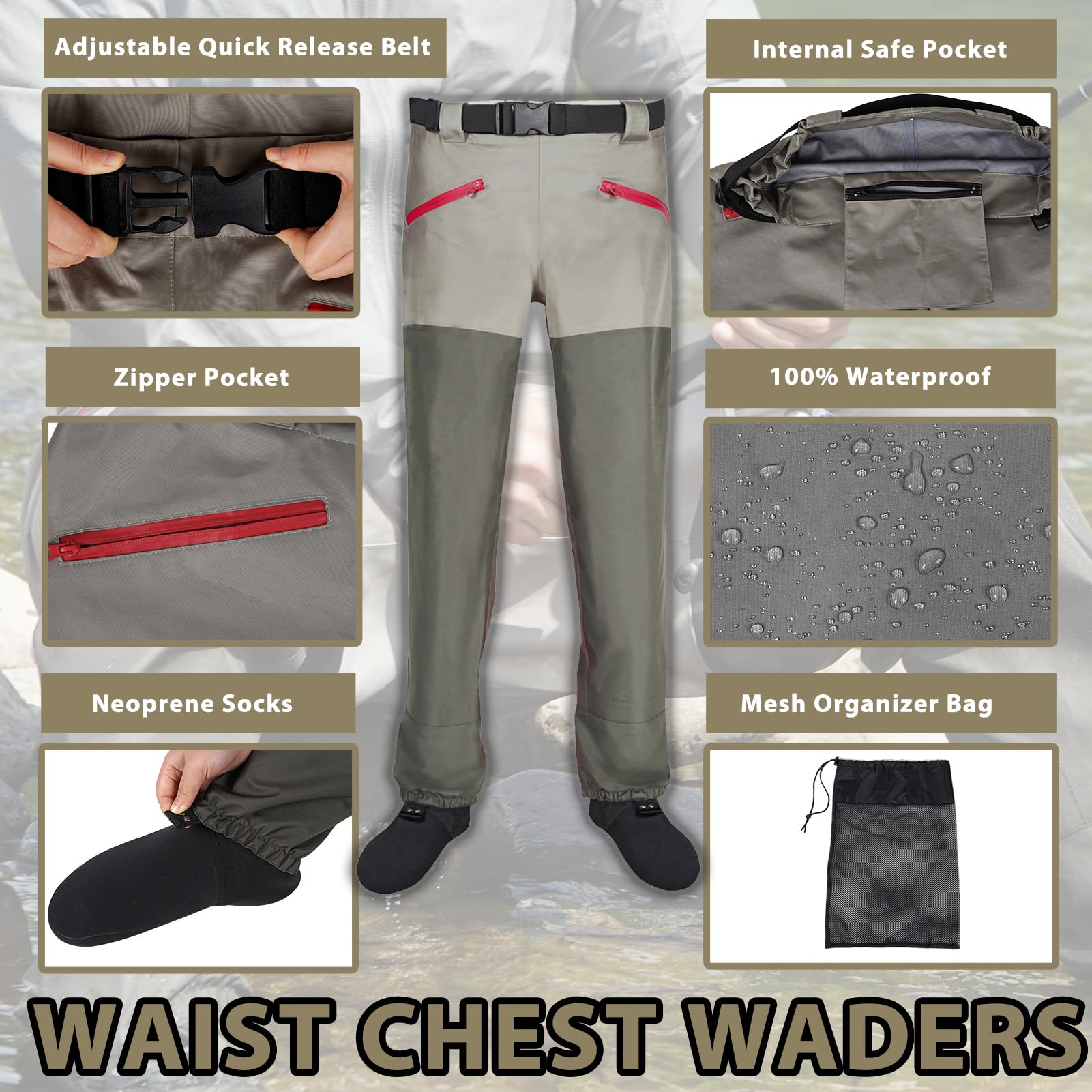 Perfect Design Footstocking Waterproof Chest Breathable Plus Size Chest