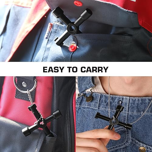 Miniatura 3 de HAUTMEC - Llave cruzada, universal y multifuncional de 4 vías, aleación de zinc, para fontaneros y electricistas, herramientas para válvulas,