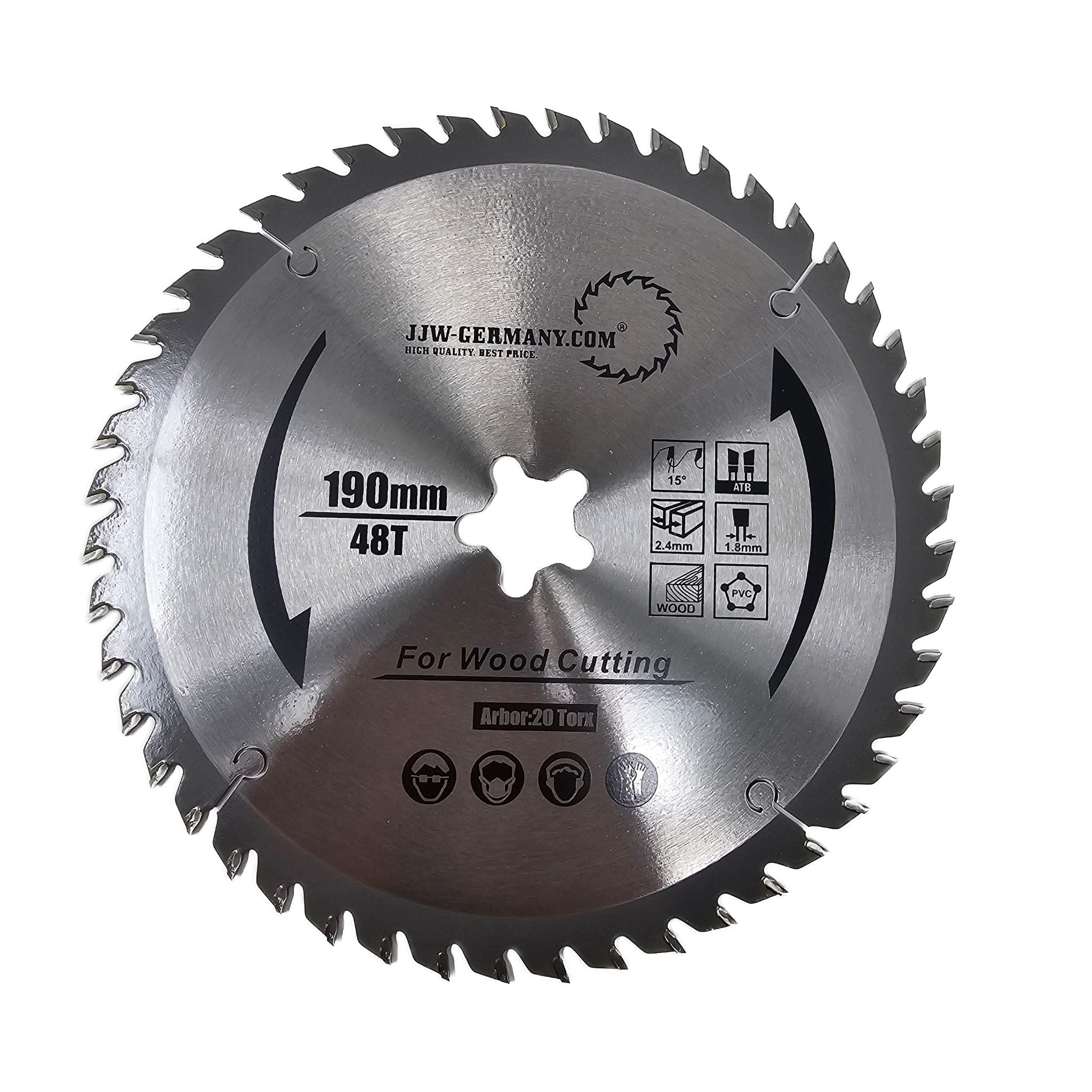 jjw de Alemania HM – Hoja de sierra circular Hanna 190 x 2,6 x 20 Torx Z = 48 Wz para Festo Festool Precisio CS 50, 1 pieza, 4250980601223