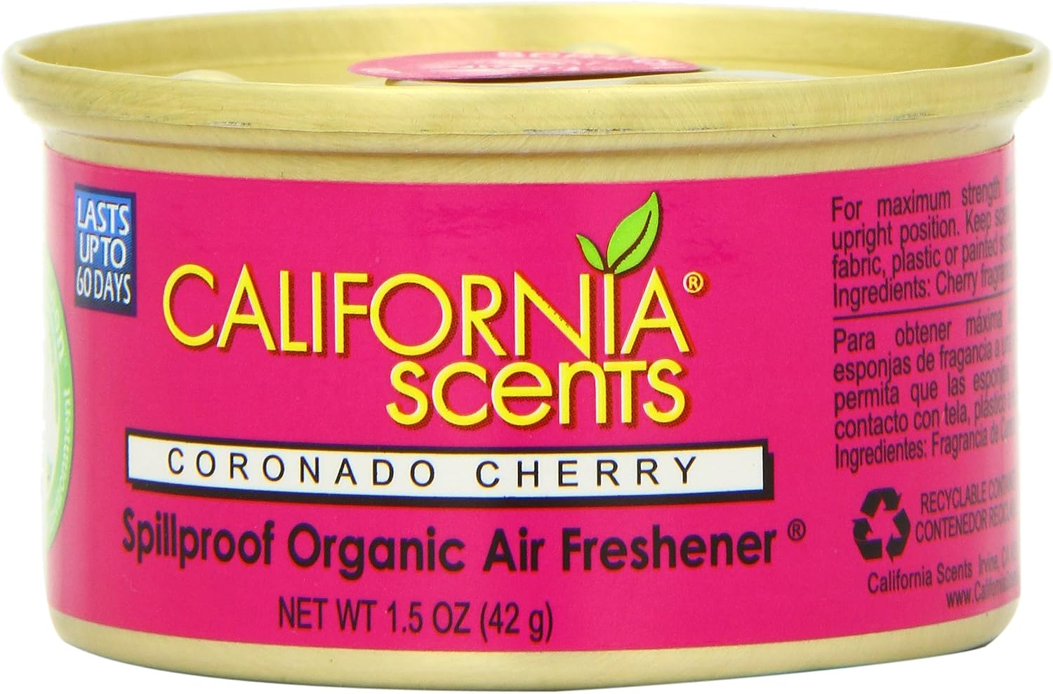 California Scents Spillproof Organic Air Freshener Twin-Pack, Coronado Cherry, 1.5 Ounce Canister (Pack of 4)