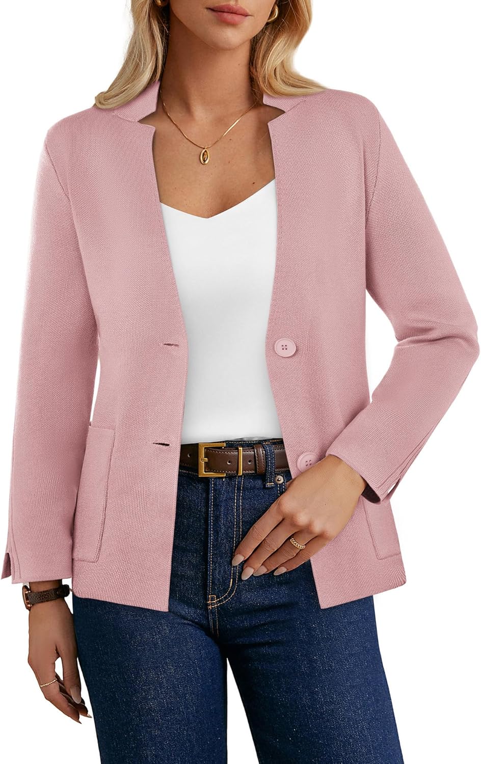 GRACE KARIN Women Sweater Blazer Business Casual Knit Cardigan 2026 Long Sleeve Suit Jackets Work Blazers with Pockets