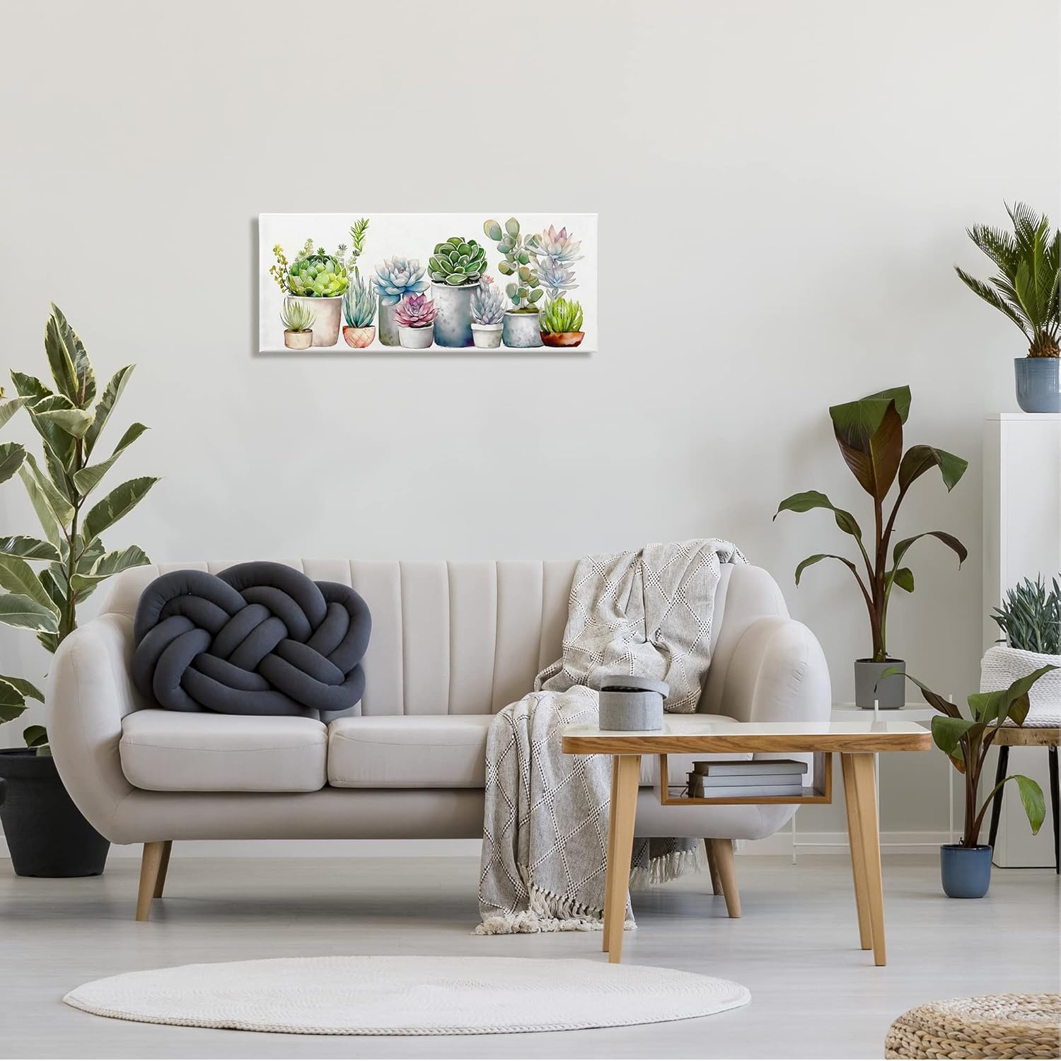 Stupell Industries 'Varied Succulent Garden Soft Hues', Canvas Art, 30 x 13 Inches, Easy to Hang and Sturdy, Made in USA, by Ziwei Li