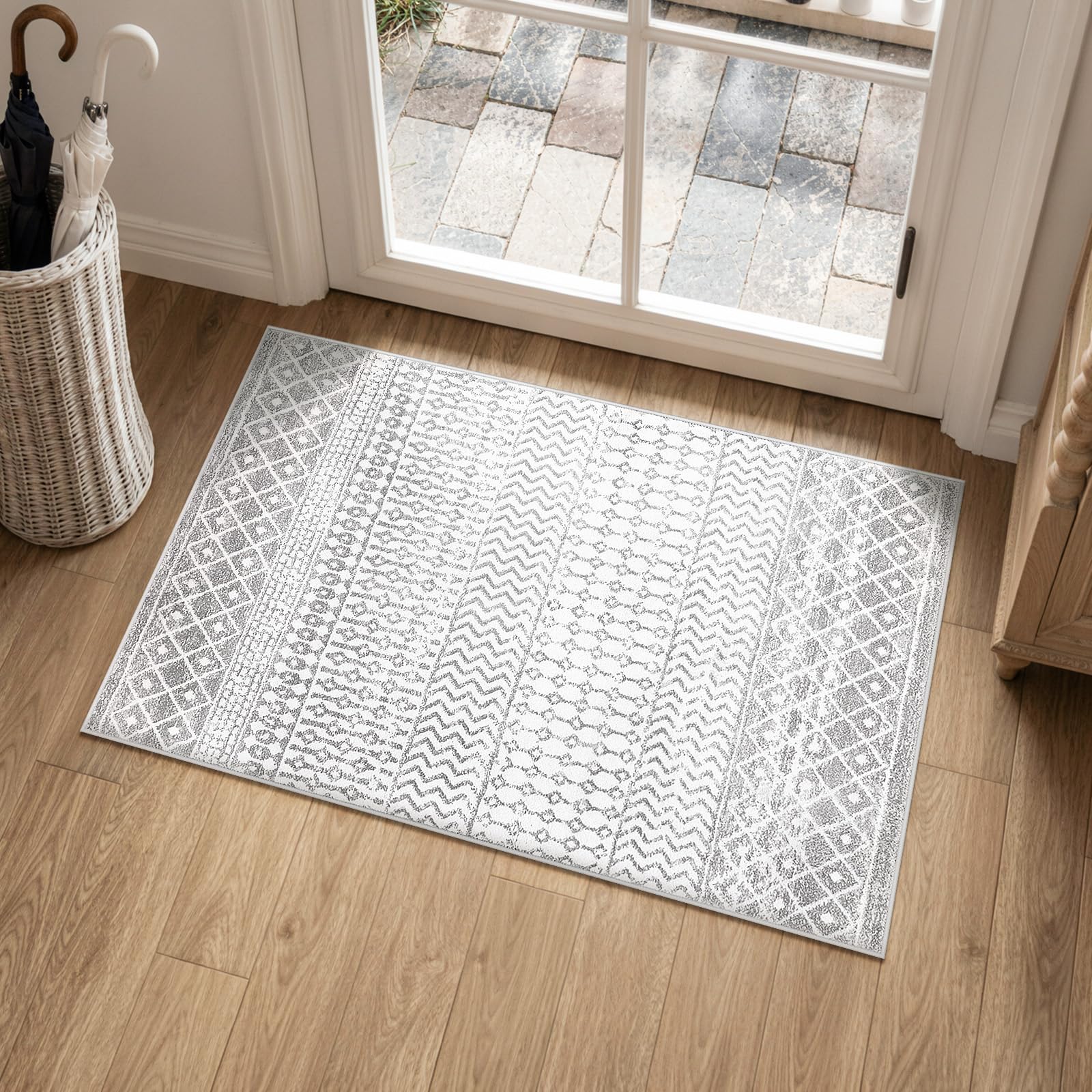 Amazon.com: Nailttos Moroccan Washable Rugs, 2x3 Ivory Gray Rug