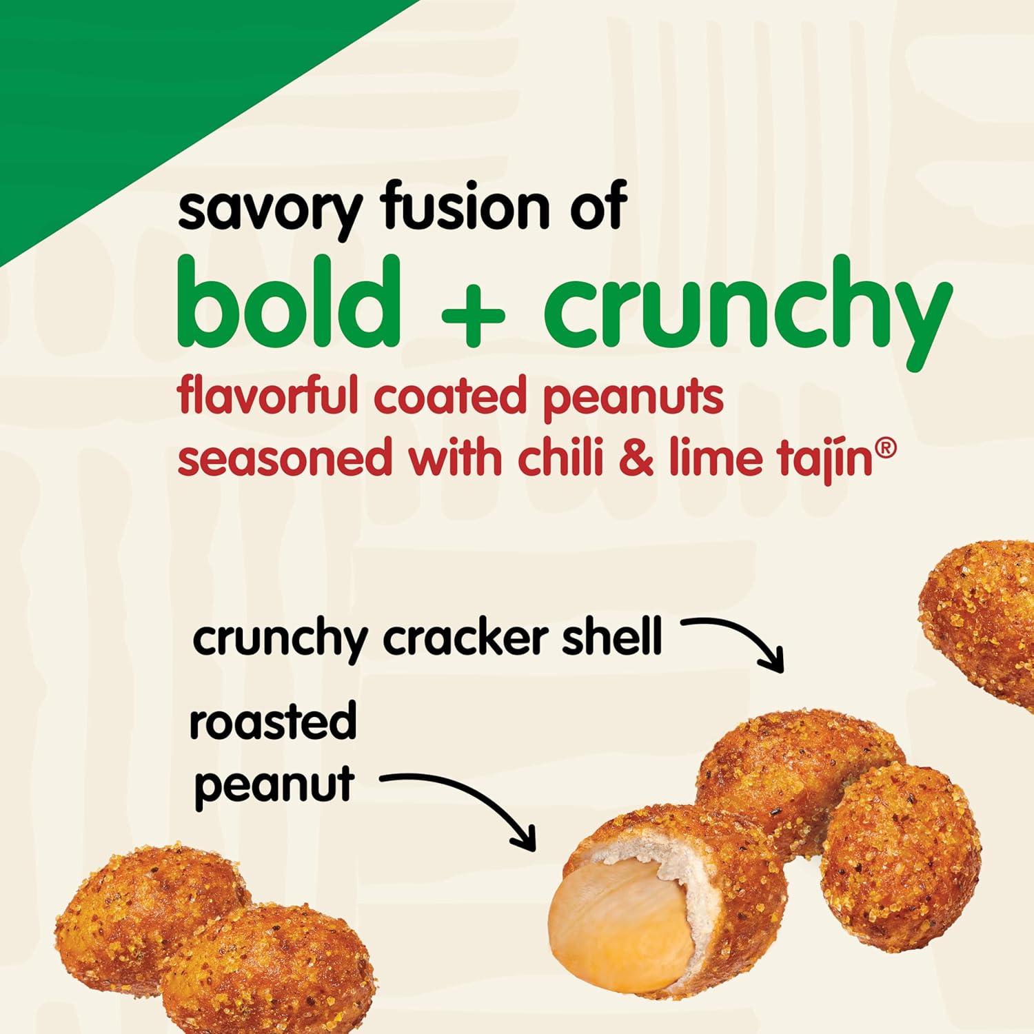 Snak Club Tajin Crunchy Peanuts, Nuts with Chili and Lime Seasoning, Mild, 26 oz Resealable Bag