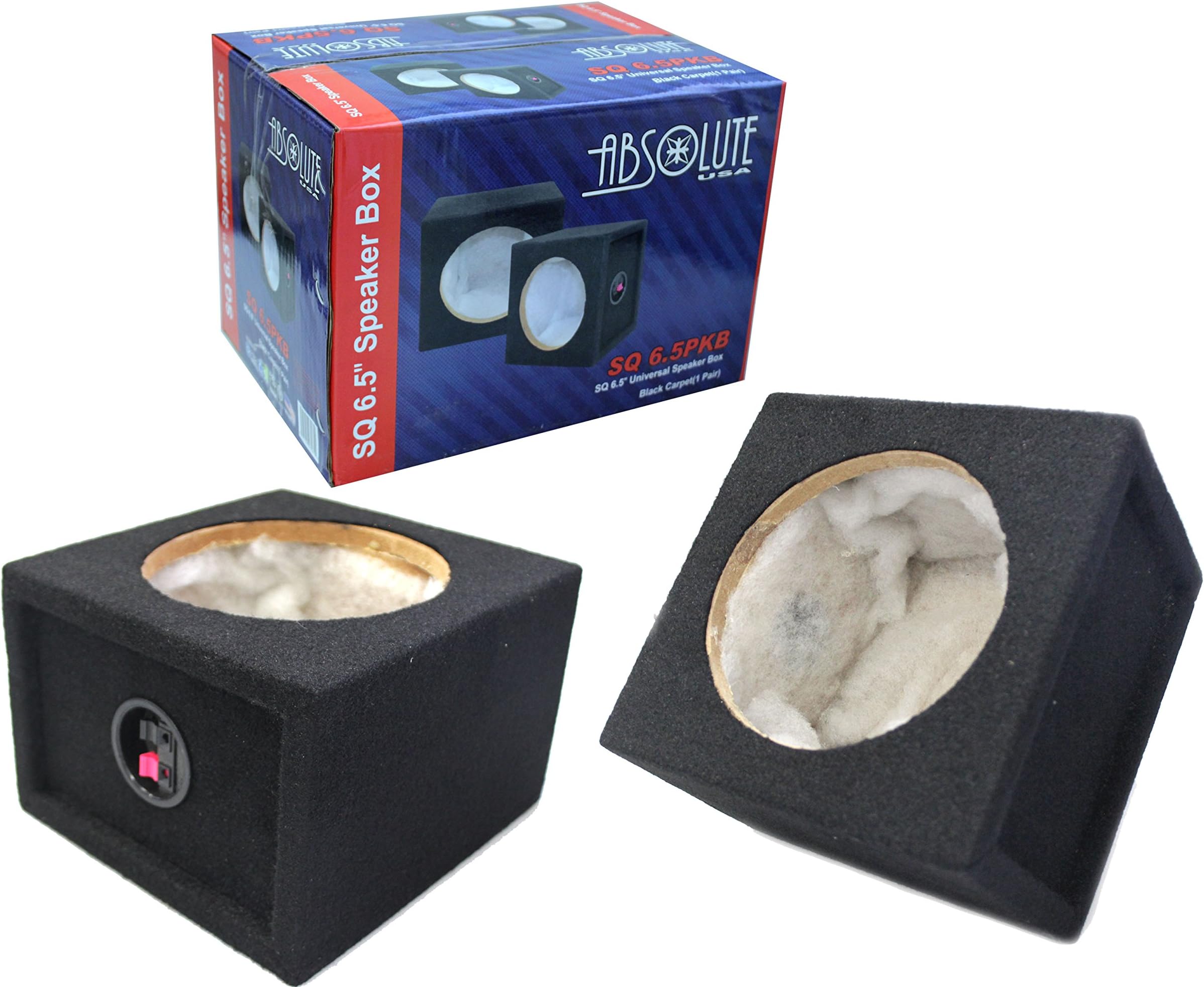 Absolute SQ6.5PKB 6.5" Square Box Speakers, Set of Two (Black) with Speaker Terminal