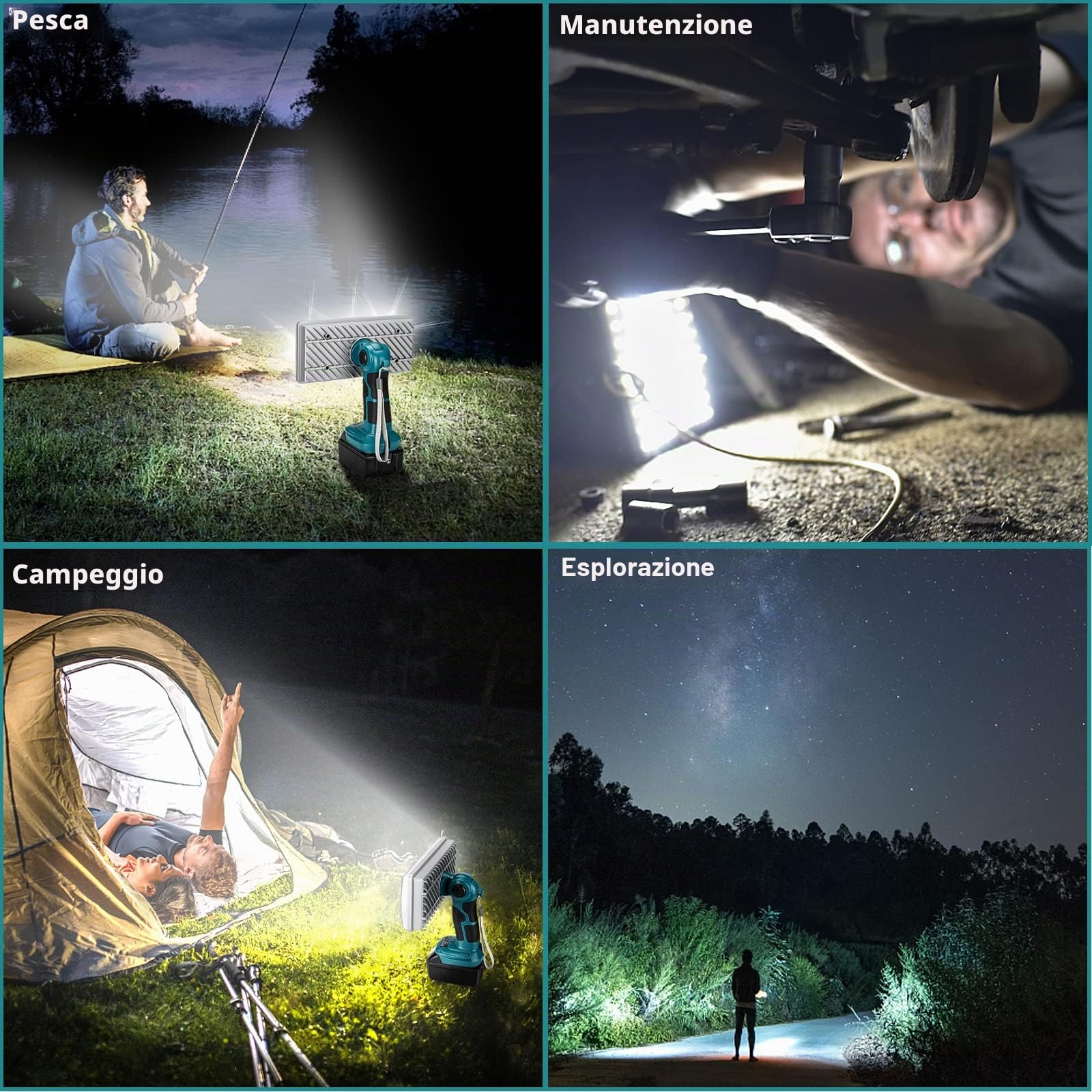 Lampada LED da 40W 4200lm, senza fili, compatibile con batteria Makita 18V LXT, lampada da lavoro 18V per campeggio, riparazione auto, illuminazione di emergenza e cantiere