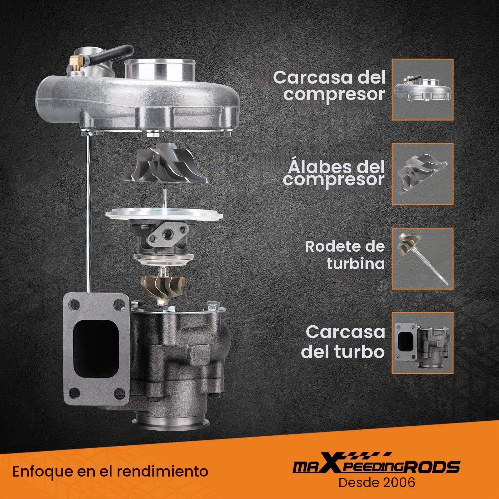 maXpeedingrods T3 T04E T3 0,63 0,5 a/r turbocompresor turbo universal | con banda en V de 2,5 pulgadas