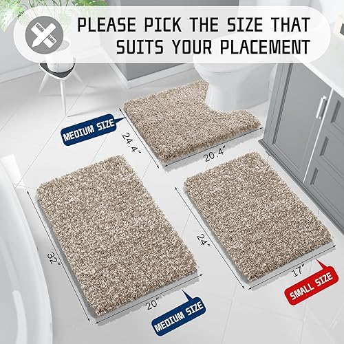 Miniatura 3 de Yimobra Alfombra de baño de peluche, gruesa y suave, súper peluda, cómoda, de rápida absorción de agua, antideslizante, ultra afelpada, lavable a