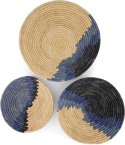 KAZI Cestas decorativas, decoración de pared y hogar, frutero y cesta de almacenamiento, hechas a mano con rafia, ecológicas por artesanos