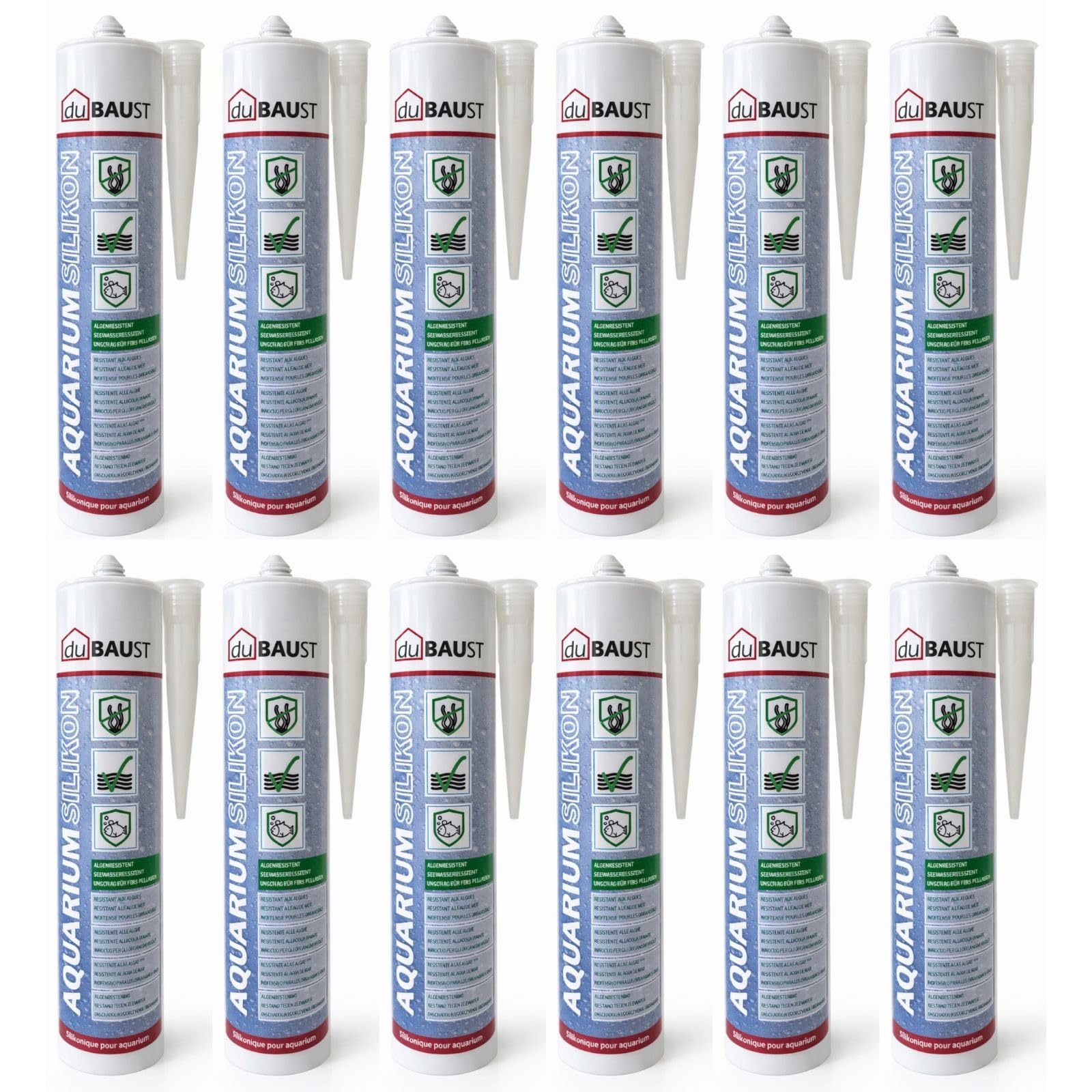 SAQ24 Lot de 12 cartouches en silicone pour aquarium d'eau douce et d'eau de mer, aquariums, terrarium, constructions en verre (noir)