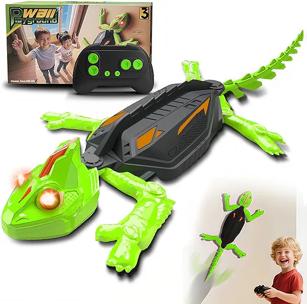 Zingelo Wall Climbing RC Chameleon Toy for Kids, Rechargeable Remote Control Lizard Toy with LED Eyes, Dual Mode Floor & Wall Driving, Gift for Boys Girls Ages 3+
