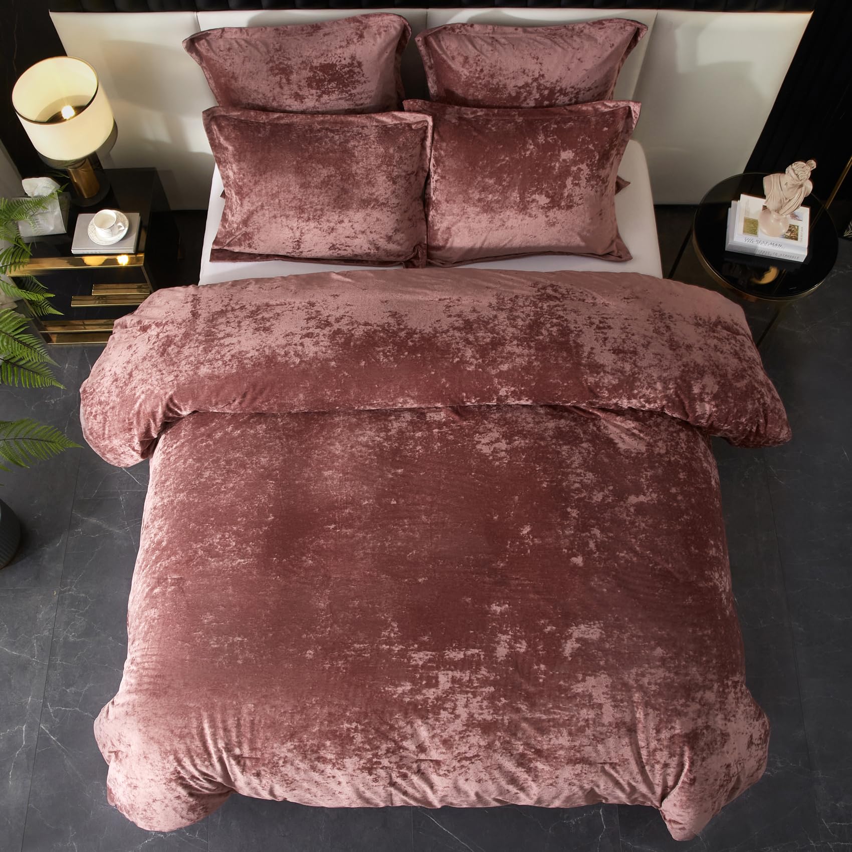Ivellow Schmusetuch aus Pannesamt, Queen-Size-Bett, leichtes Schmusetuch-Set, 5-teilig, ultraweich, atmungsaktiv, rosa, luxuriös, gemütliches Flanell, Queen-Size-Größe (1 Bettdecke, 2 Kissenbezüge, 2