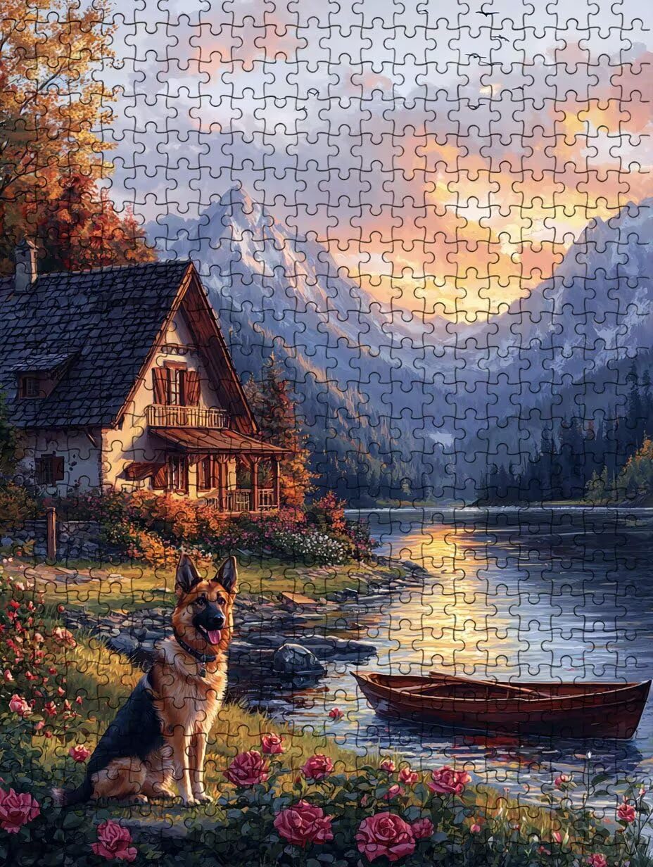 Puzzle 3000 elementów, drewniany dom owczarek puzzle dla dorosłych 3000, niemożliwe klasyczne układanki, drewniane układanki, gra rodzinna, do gry edukacyjnej wyzwanie, dekoracja prezent BXHZW5-202