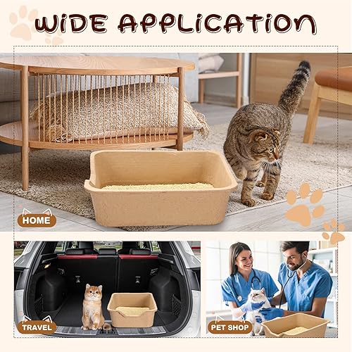 Miniatura 5 de Harloon Paquete de 10 cajas de arena desechables extra grandes para gatos de 22.4 x 17.9 x 6.9 pulgadas, bandeja de arena de papel para gatos,