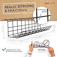 Vista 2 de Bandeja de Gestión de Cables Debajo del Escritorio, Organizador de Cables para Escritorio, Organizador de Cables, Organizador de Alambres, Gestión