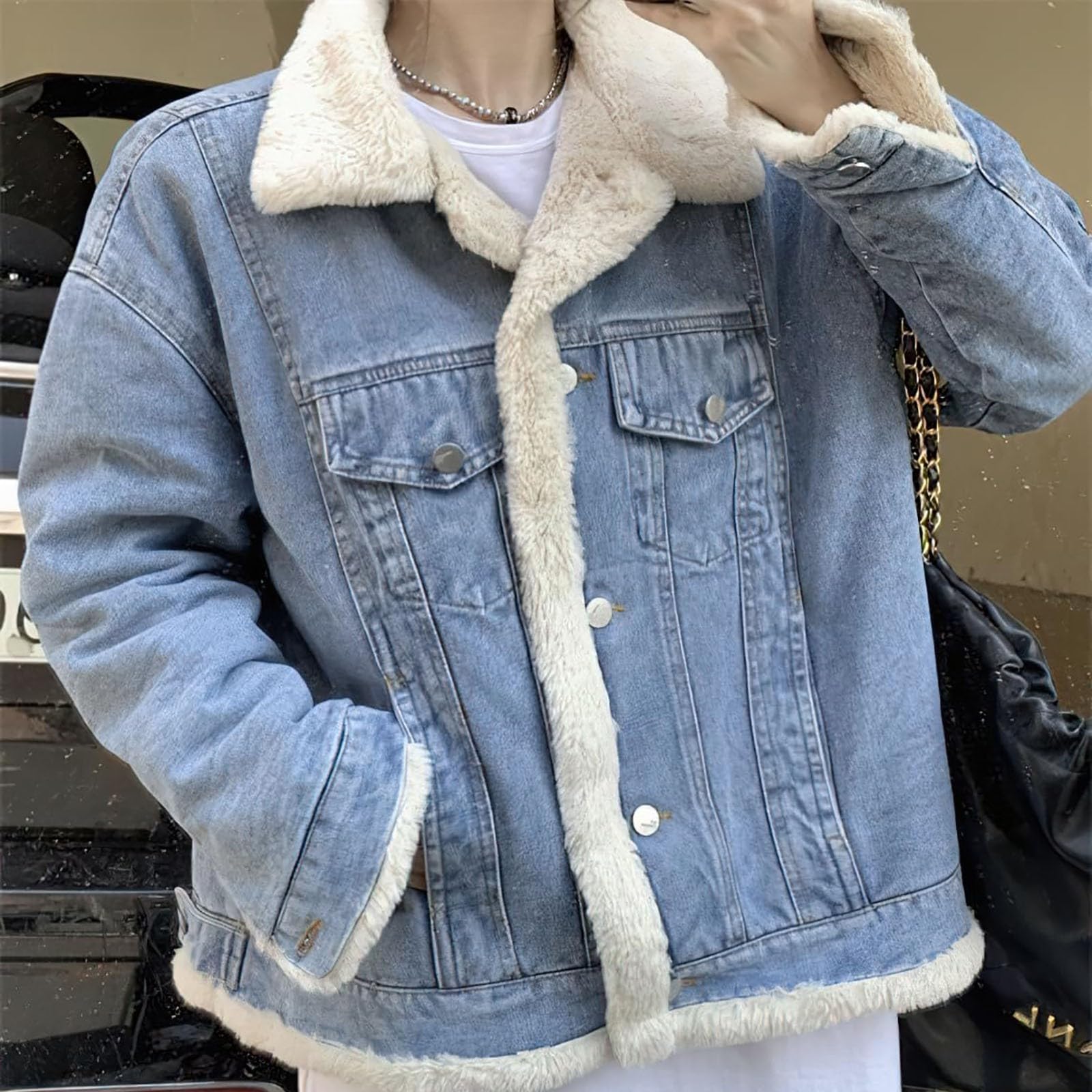 Genérico Chaquetas Vaqueras De Mujer,Chaqueta Vaquera Desgastada Lavada Con Bordes Para Mujer