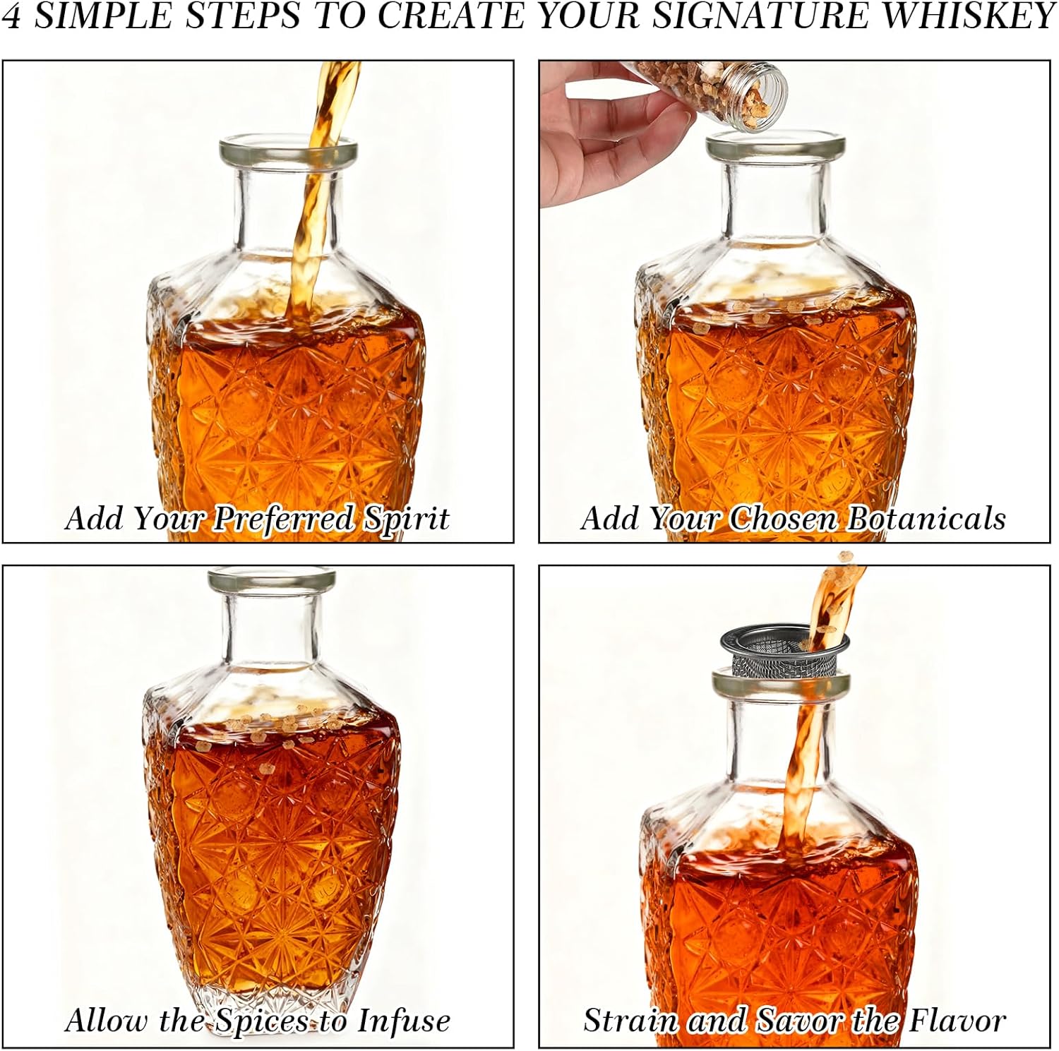 Alcohol Infusion Kit with 12 Natural Flavors for Whiskey, Gin, Tequila, Vodka & Cocktails, DIY Your Own Flavored Spirits, Unique Gifts for Men, Husband, Dad -Birthday, Anniversary