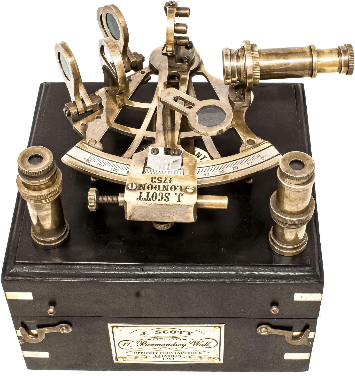 Maritime Antiques Marine Captain Sextant Working Astrolabe Instrument Ship Sextant Marine Pirate Gift with Box