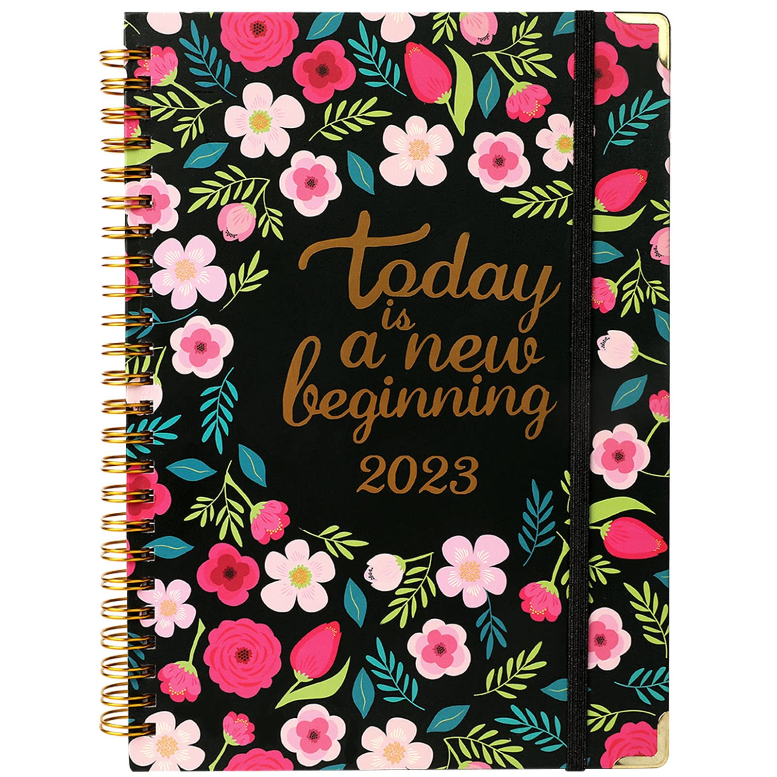 Agenda 2023 – Agenda settimanale e mensile 2023, gennaio – dicembre 2023, 16,3 x 21,6 cm, con linguette, tasca posteriore, doppia forte (stile 1)