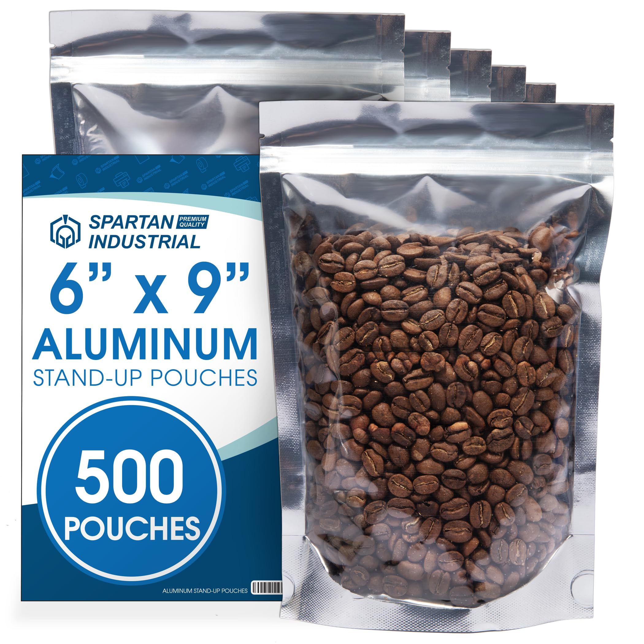 6" X 9" Aluminum Resealable Stand-Up Pouch Bags - Pack of 500 Smell-Proof Heat Seal Bags for Cookies, Candy Packaging, Bath Salts, and More