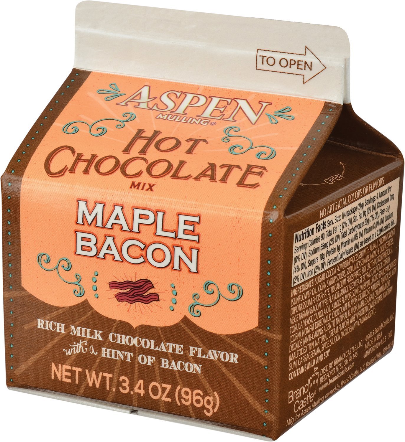 Aspen Mulling Hot Chocolate Drink Mix, Maple Bacon, 3.4-Ounce Carton