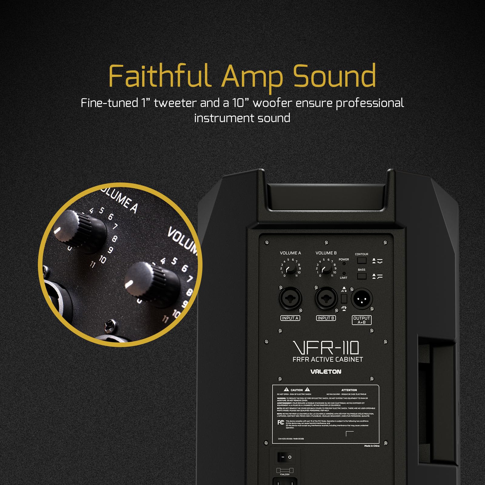VALETON Enceintes DJ amplifiées Système PA Haut-parleurs Actives pour Guitare Basse Multi FX et Ampli Modélisateurs 10 Pouces 2 Voies FRFR 1300-Watt