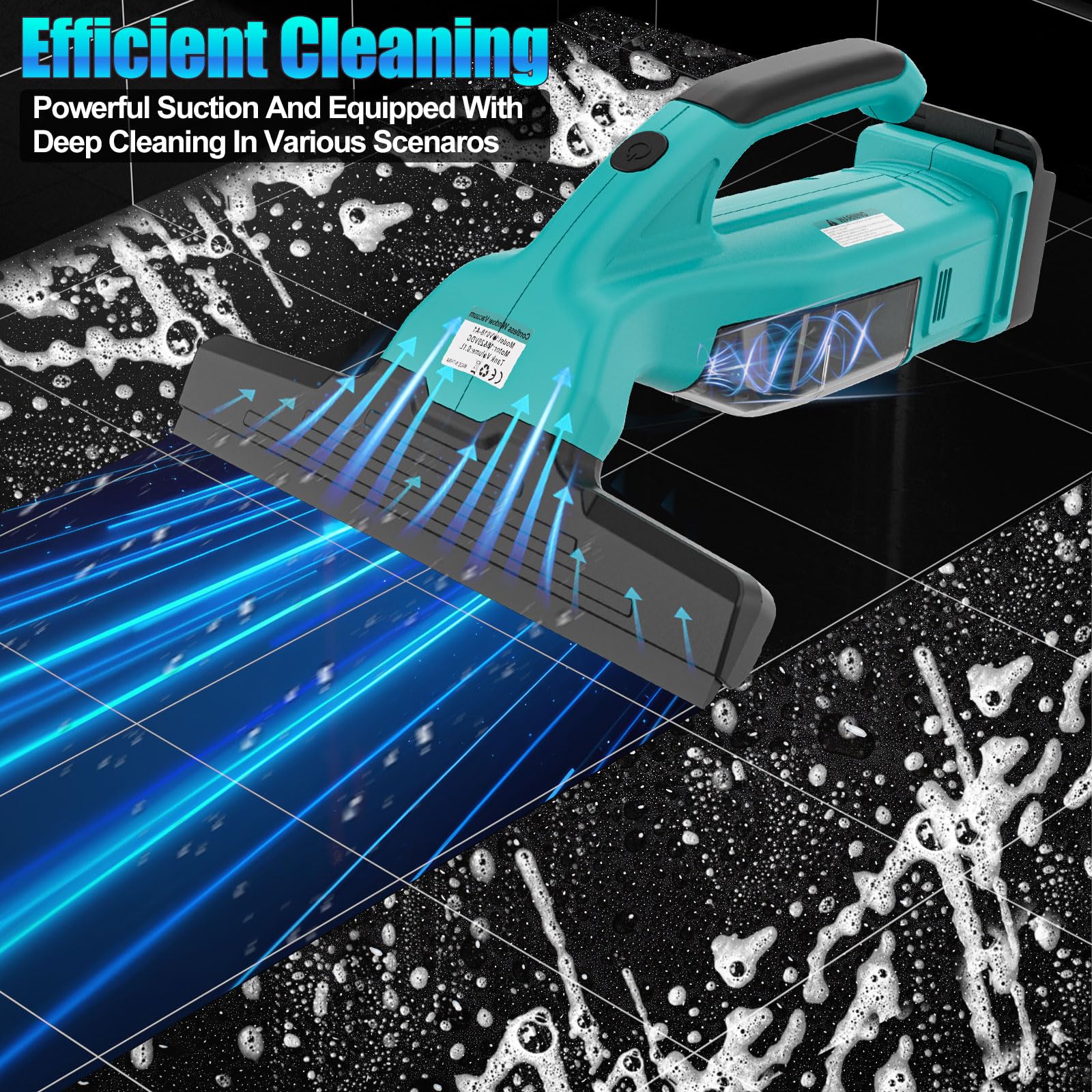 Nettoyeur de fenêtre sans fil compatible avec Makita 18 V, nettoyeur de vitres avec réservoir d'eau amovible, vaporisateur, nettoyage sans traces de surfaces lisses, fenêtres, miroirs, parois de