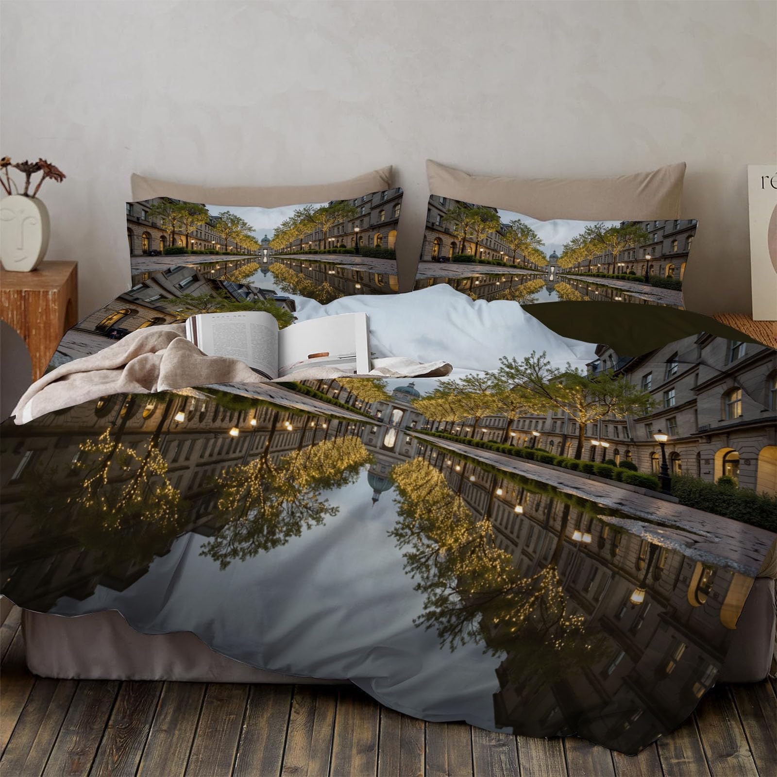 Housse de Couette 140x200cm Style Européen pour Lit Sans Plis