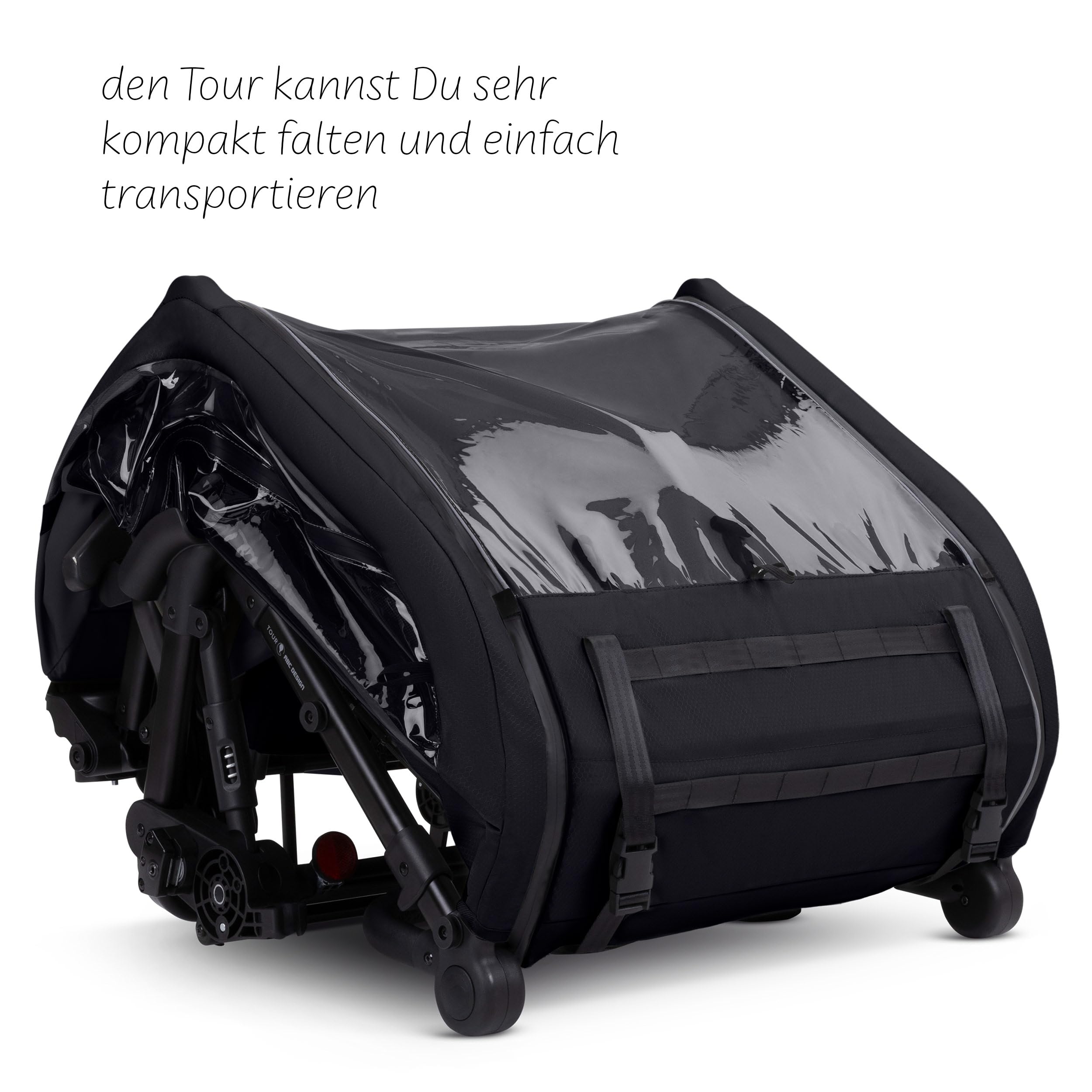 ABC Design Rimorchio per bicicletta 3 in 1 Tour con 2 sedili confortevoli e ruote pneumatiche – Ink