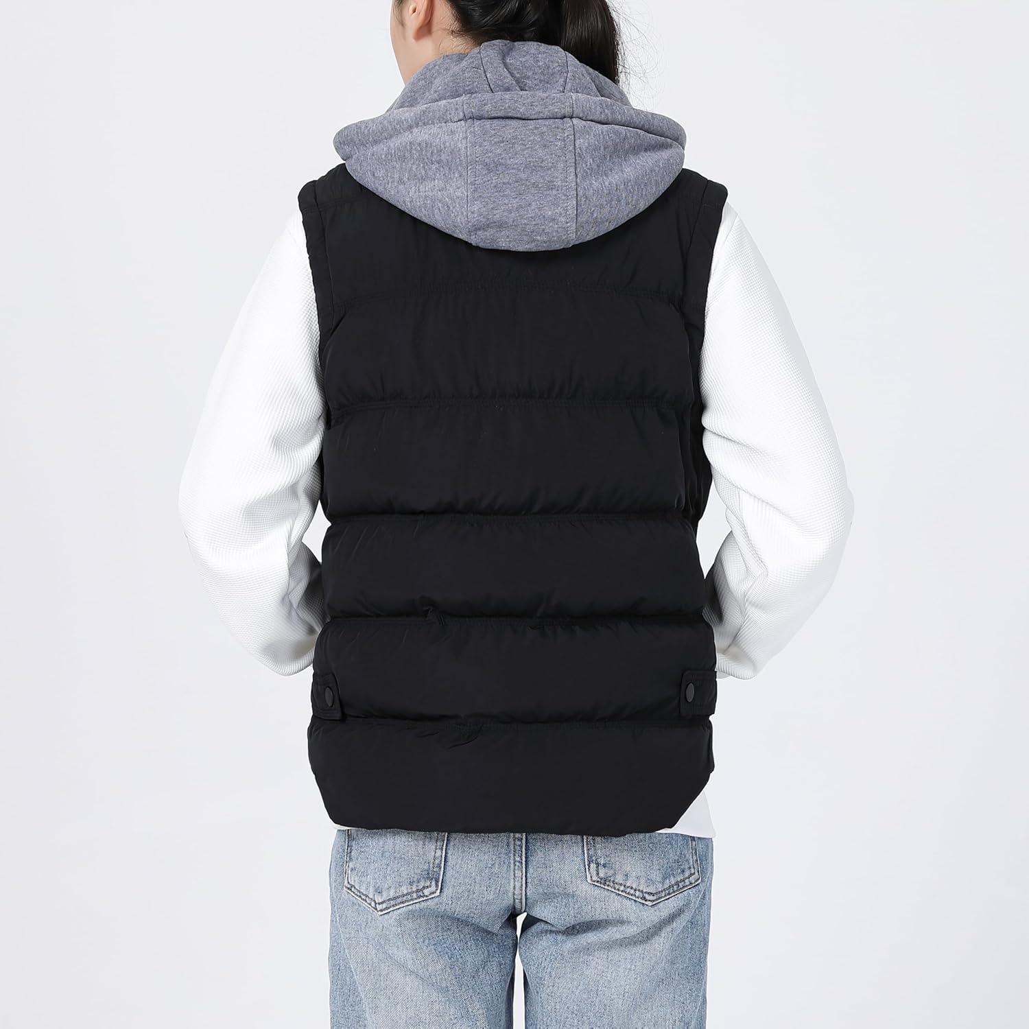 Women's Outdoor Winter Puffer Vest, Sleeveless Jacket with Padded and Detachable Hood - Image 4