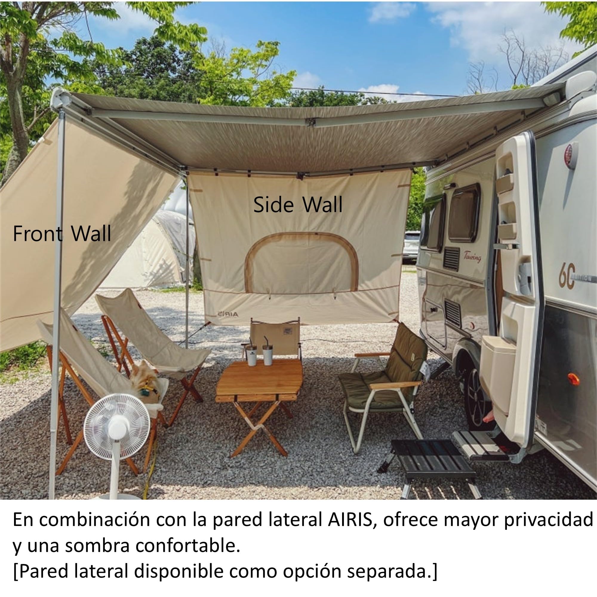 AIRIS - Parasol para autocaravana - Protección eficaz de algodón repelente al agua, fácil de montar, compatible con toldos Thule, Fiamma y Dometic (253 x 185)