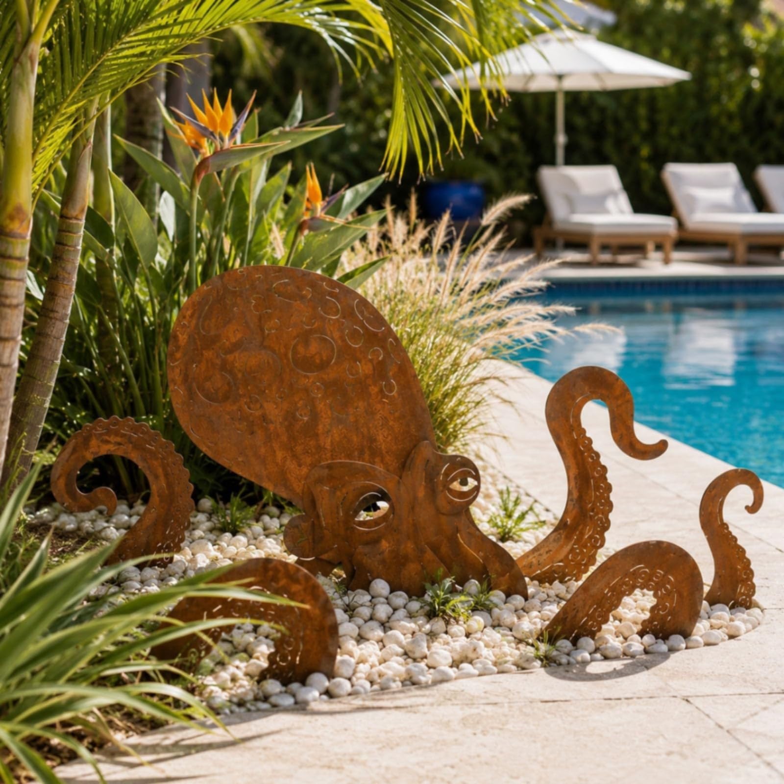 Achtarm-Gartenfigur-Gartenfigur rustikal mit achtarm- handgefertigt skulptur für gartenliebhaber, sammler, Garten