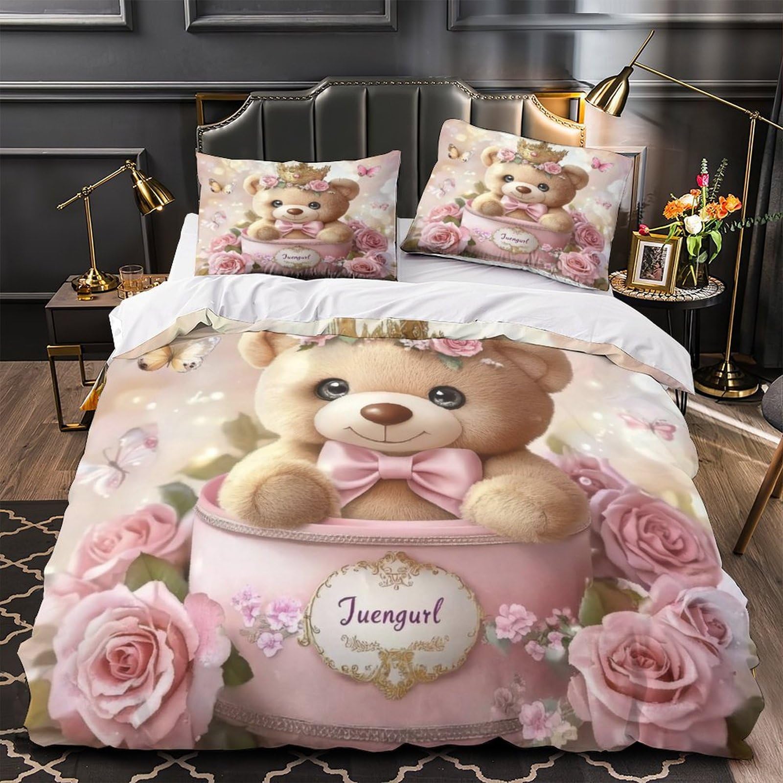 Housse de couette ours en peluche 3D pour des nuits douces en couple