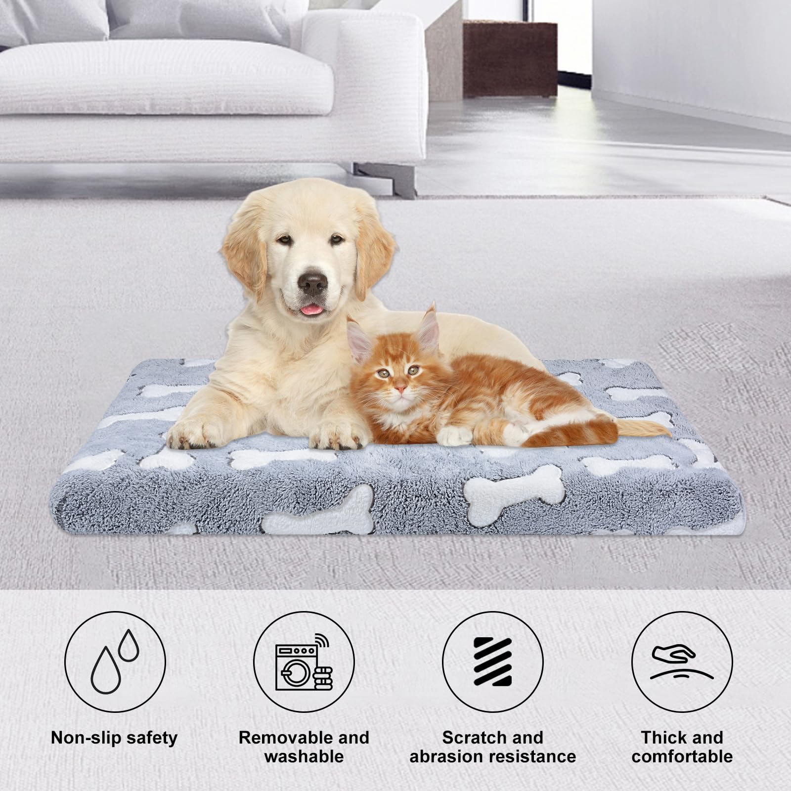 Qoosea Cuscino per Cane Media, Materasso per Cuccia per Animali con Rivestimento Sfoderabile e Lavabile Lettino, Tappetino Letto per Cani e Gatti con e Fondo Antiscivolo- 50 * 75CM