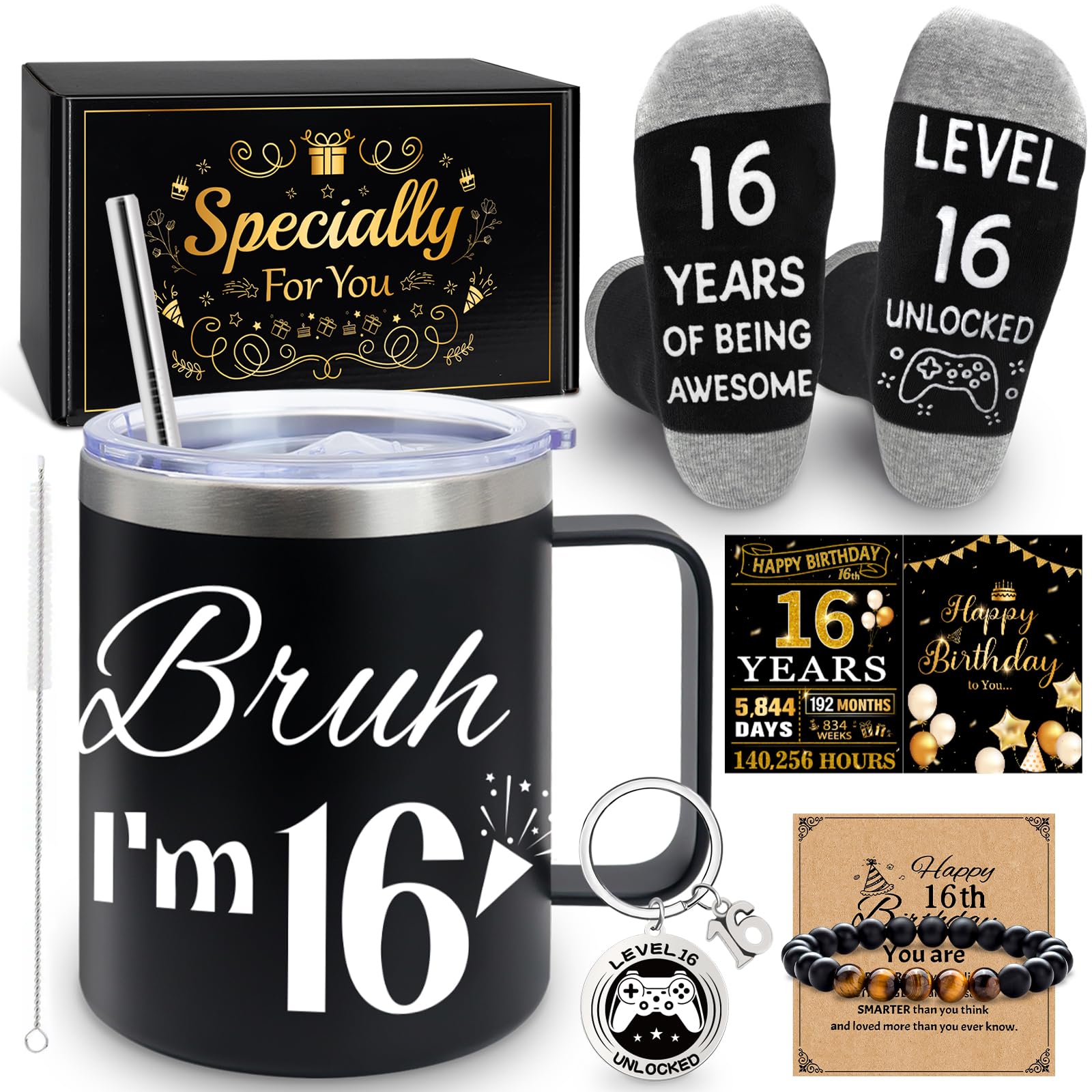 MOTONG 16 Year Old Boy Birthday Gift Ideas, Unique Funny Gift Baskets for 16th Teenage Boys, Sixteen Year Old Present for Boys Son Grandson Nephew Friend Birthday