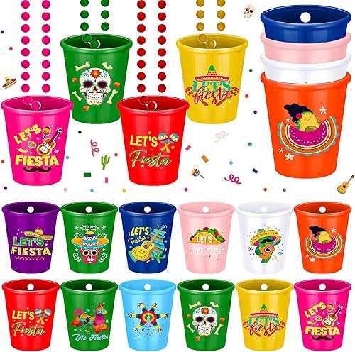 Miniatura 1 de Kigeli 24 collares de cristal de chupito para fiesta de despedida de soltera mexicana, collar de cuentas de vidrio de chupito mexicano, tazas de