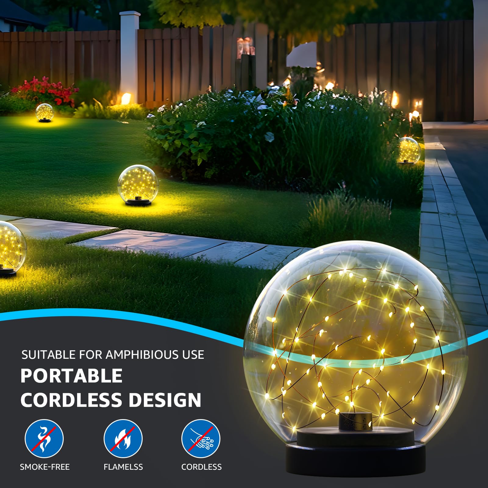 uuffoo Schwimmende Solar-Pool-Lichter, Kugel, solarbetrieben, flackernd, schwimmend, wasserfest, IP66, für Schwimmbad, Dekoration, Teich, Gartenparty, 2 Stück