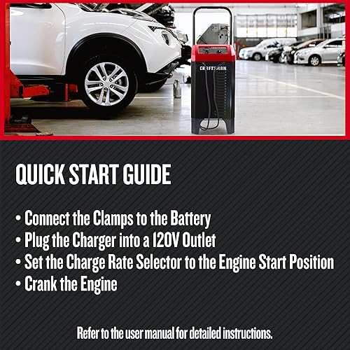Miniatura 4 de CRAFTSMAN Cargador de batería manual de coche de 10 A con ruedas y arrancador de motor de 250 A, solución 2 en 1, impulso de 50 A, para baterías
