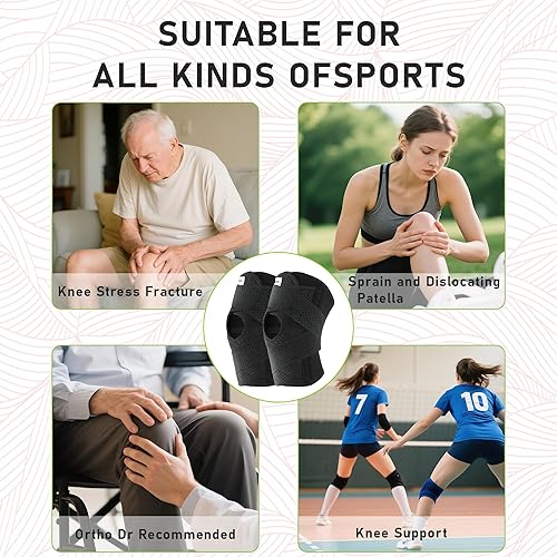 Miniatura 3 de Rodillera para desgarro de menisco soporte de rodilla de compresión con estabilizadores laterales - Rodillera ajustable para dolor de rodilla MCL