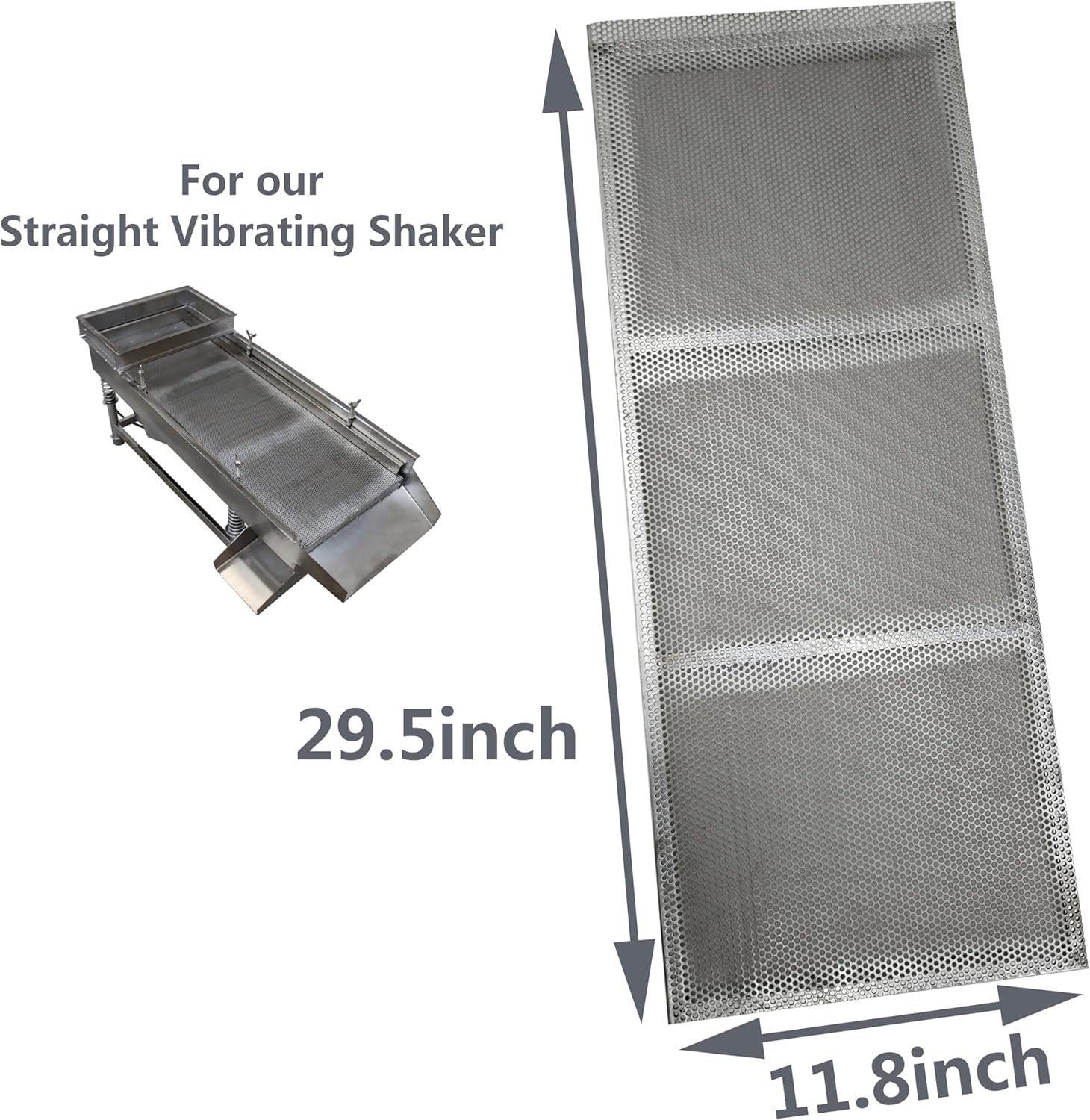 TECHTONGDA 3mm Screen for Straight Vibrating Sieve Electric Linear Screen Shaker Sifter Stainless Steel 11.8 * 29.5inch