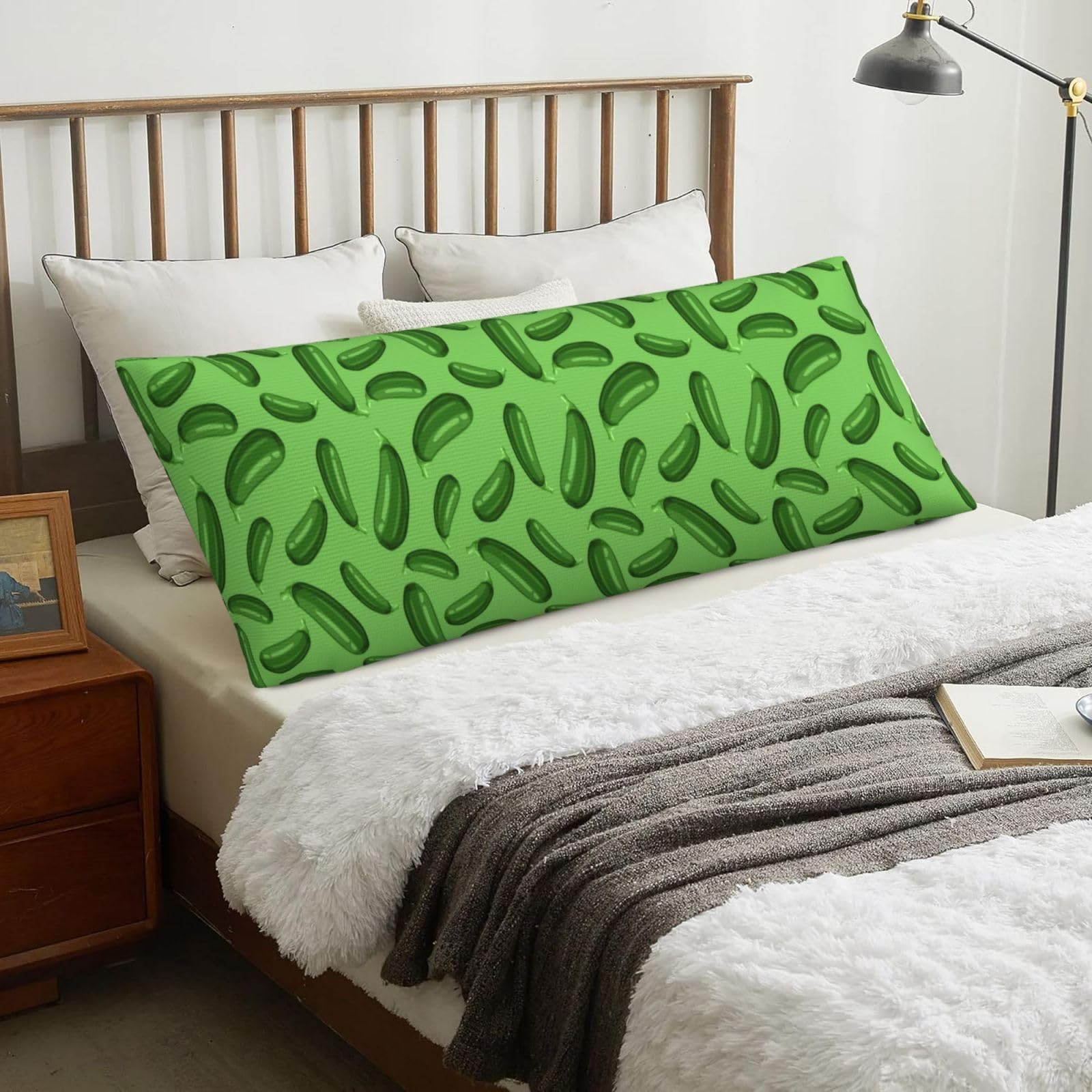 Green Ripe Zucchini, Body Pillow Cover with Zipper,Long Body Pillowcase 20 x 60 in